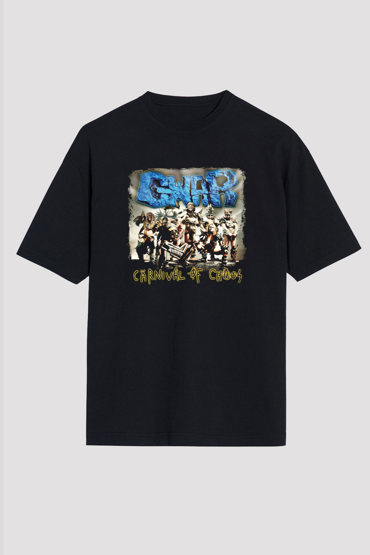 Gwar Baskılı Unisex Siyah Oversize Tişört