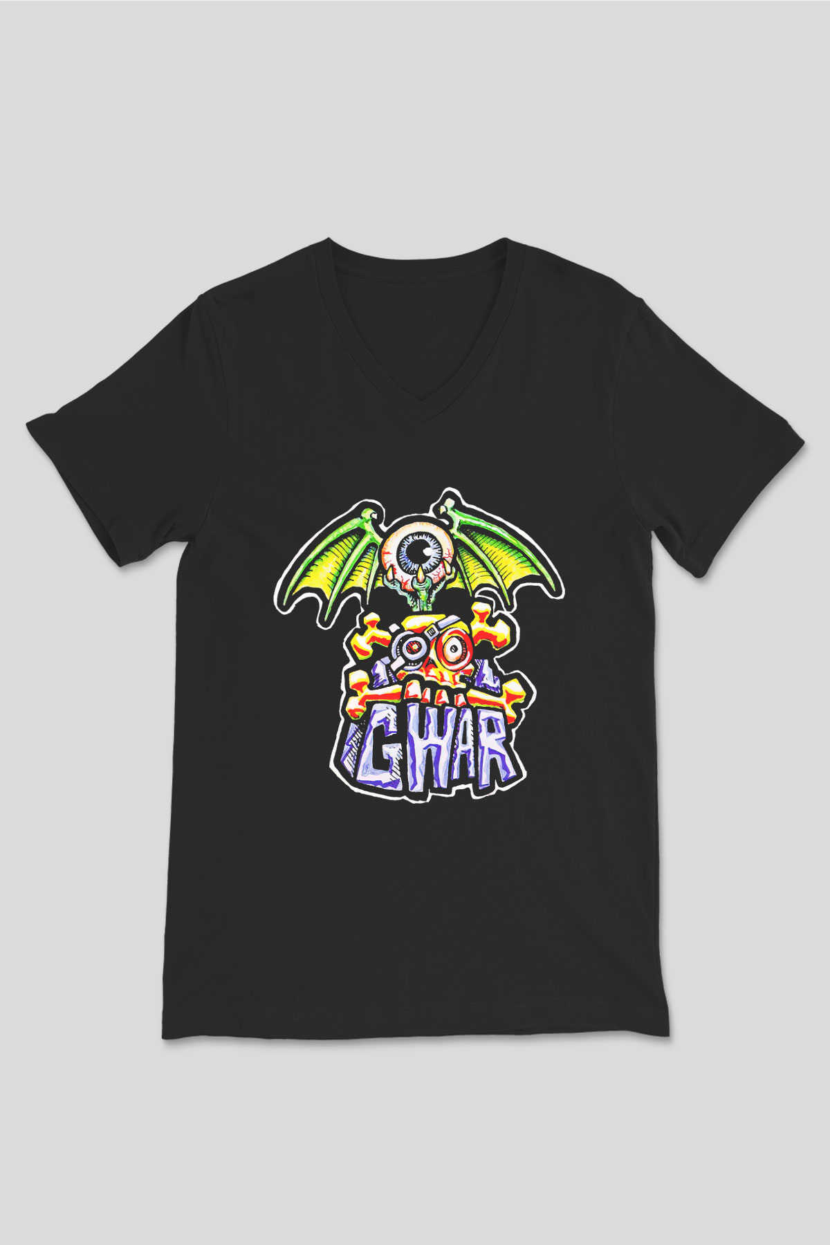 Gwar Siyah Unisex V Yaka Tişört T-Shirt