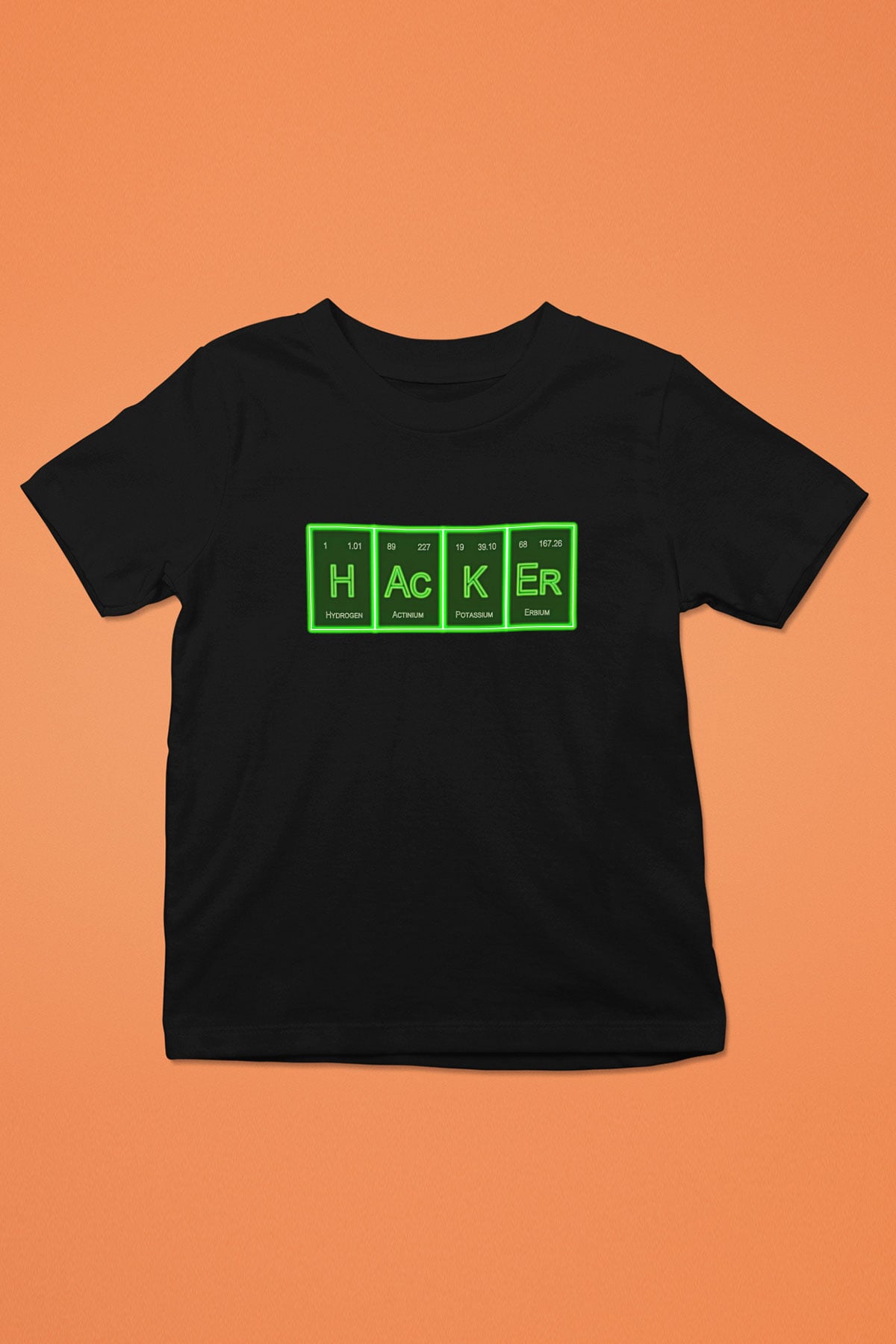 Hacker Baskılı Unisex Siyah Çocuk Tişört - Tshirt