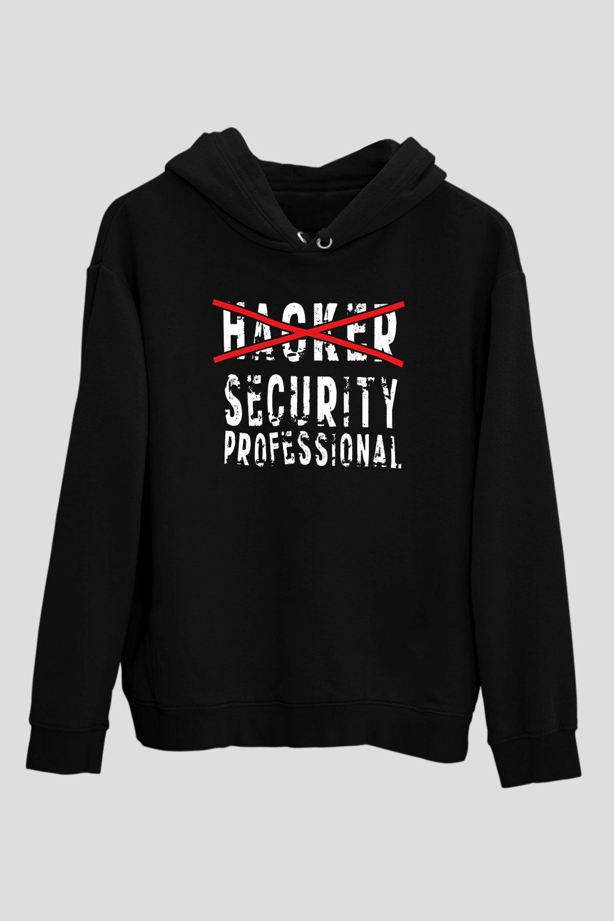Hacker Baskılı Unisex Siyah Hoodie
