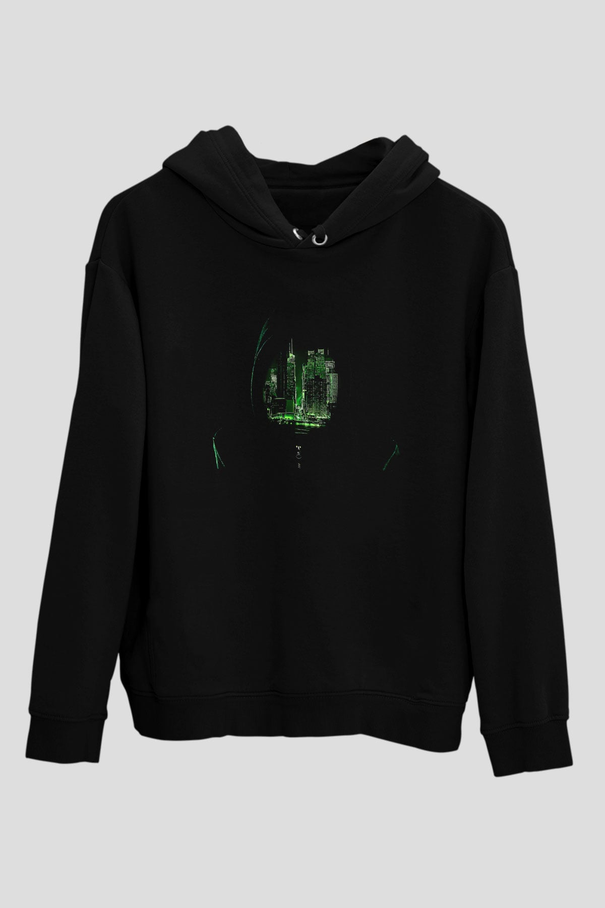 Hacker Baskılı Unisex Siyah Hoodie