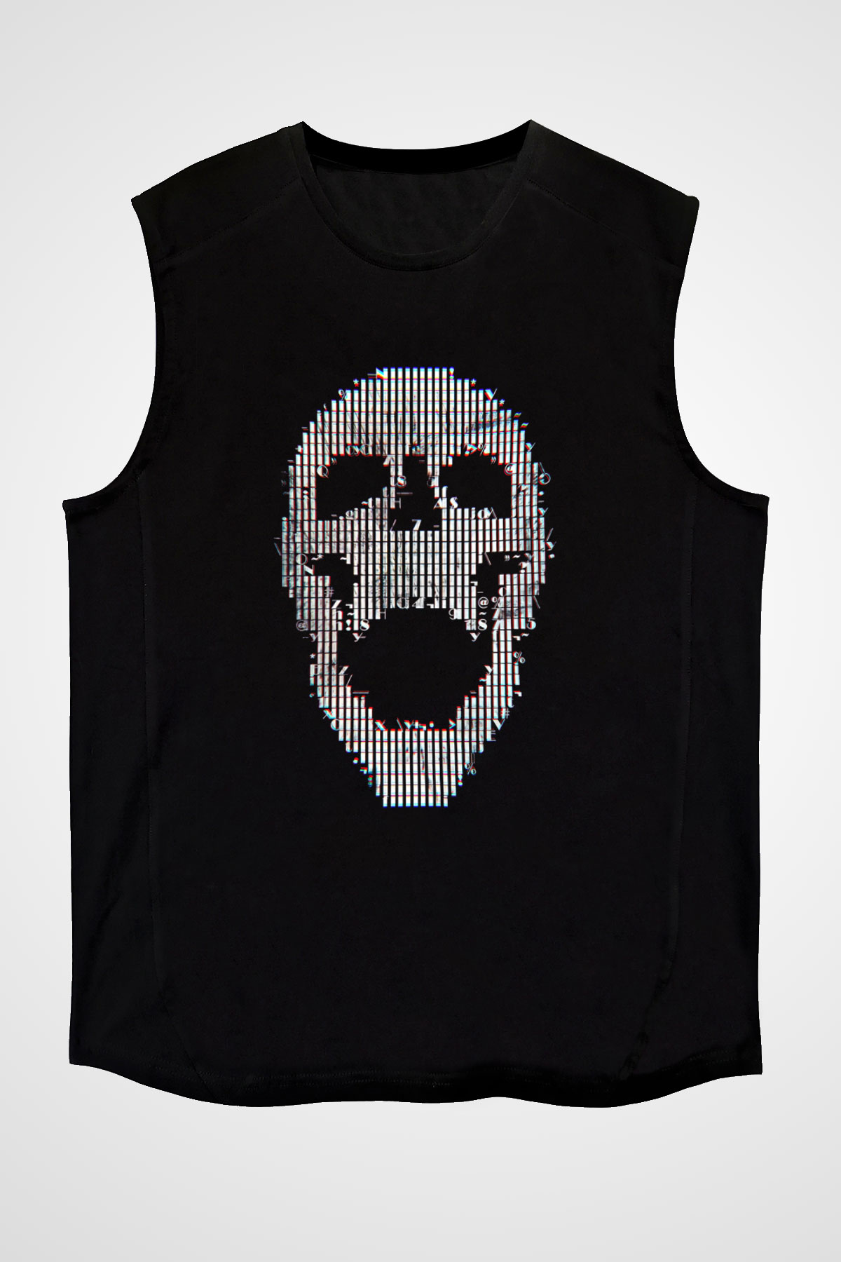 Hacker Baskılı Unisex Siyah Kolsuz Tişört - Tshirt