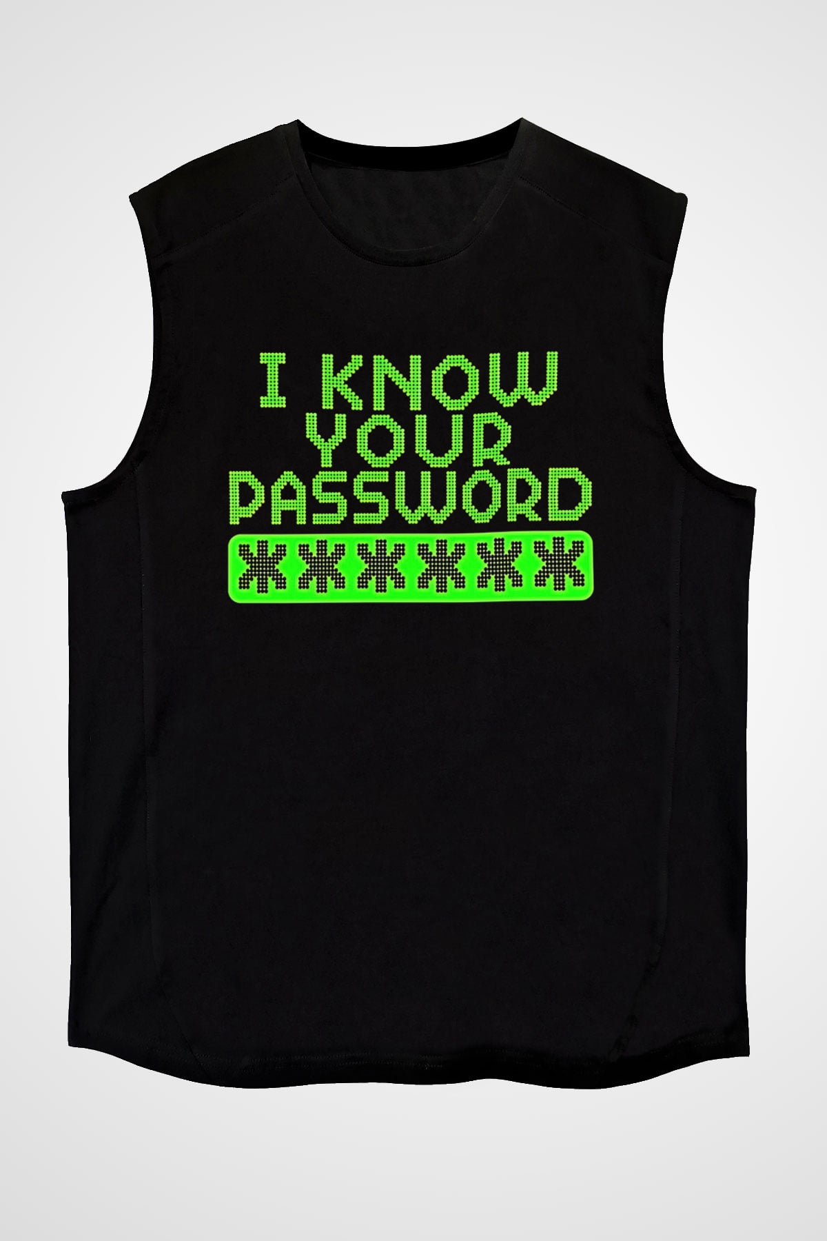 Hacker Baskılı Unisex Siyah Kolsuz Tişört - Tshirt