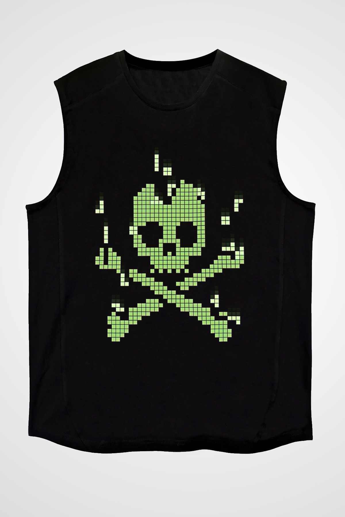 Hacker Baskılı Unisex Siyah Kolsuz Tişört - Tshirt