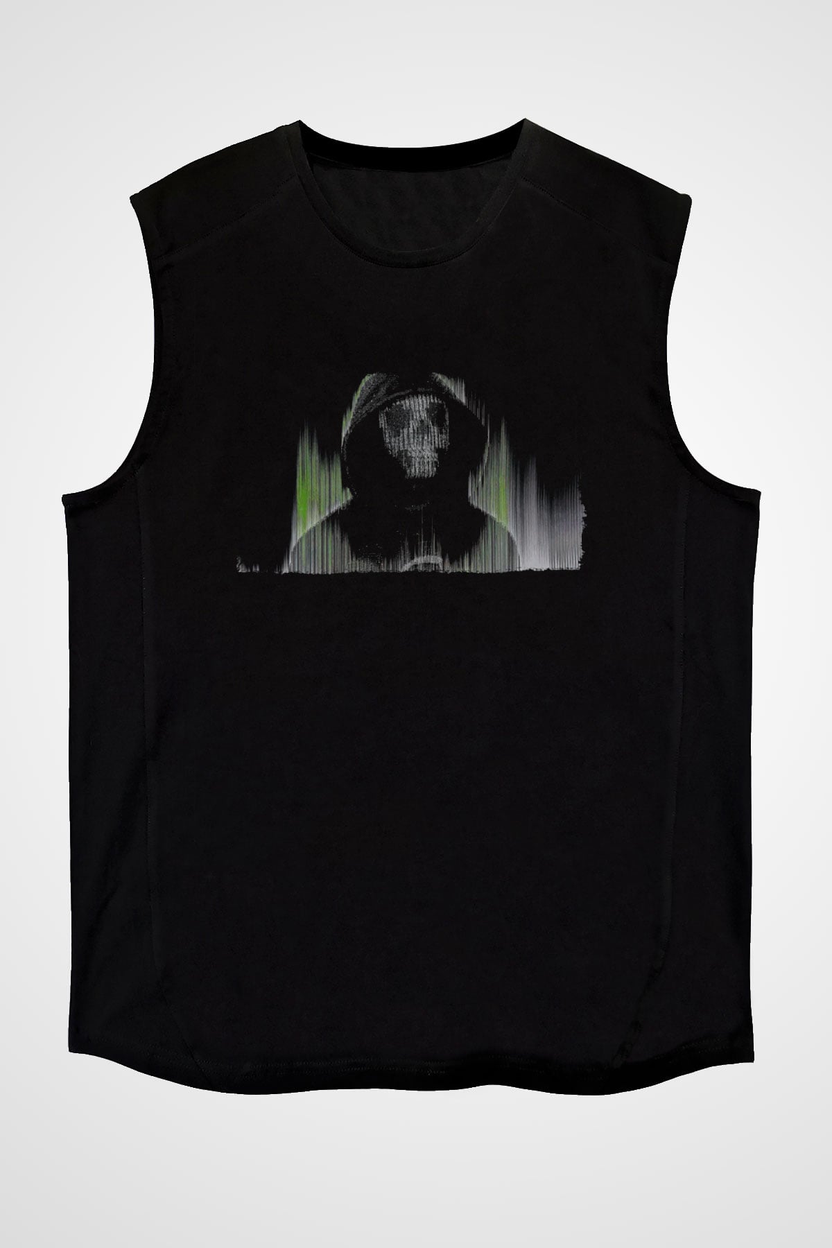 Hacker Baskılı Unisex Siyah Kolsuz Tişört - Tshirt