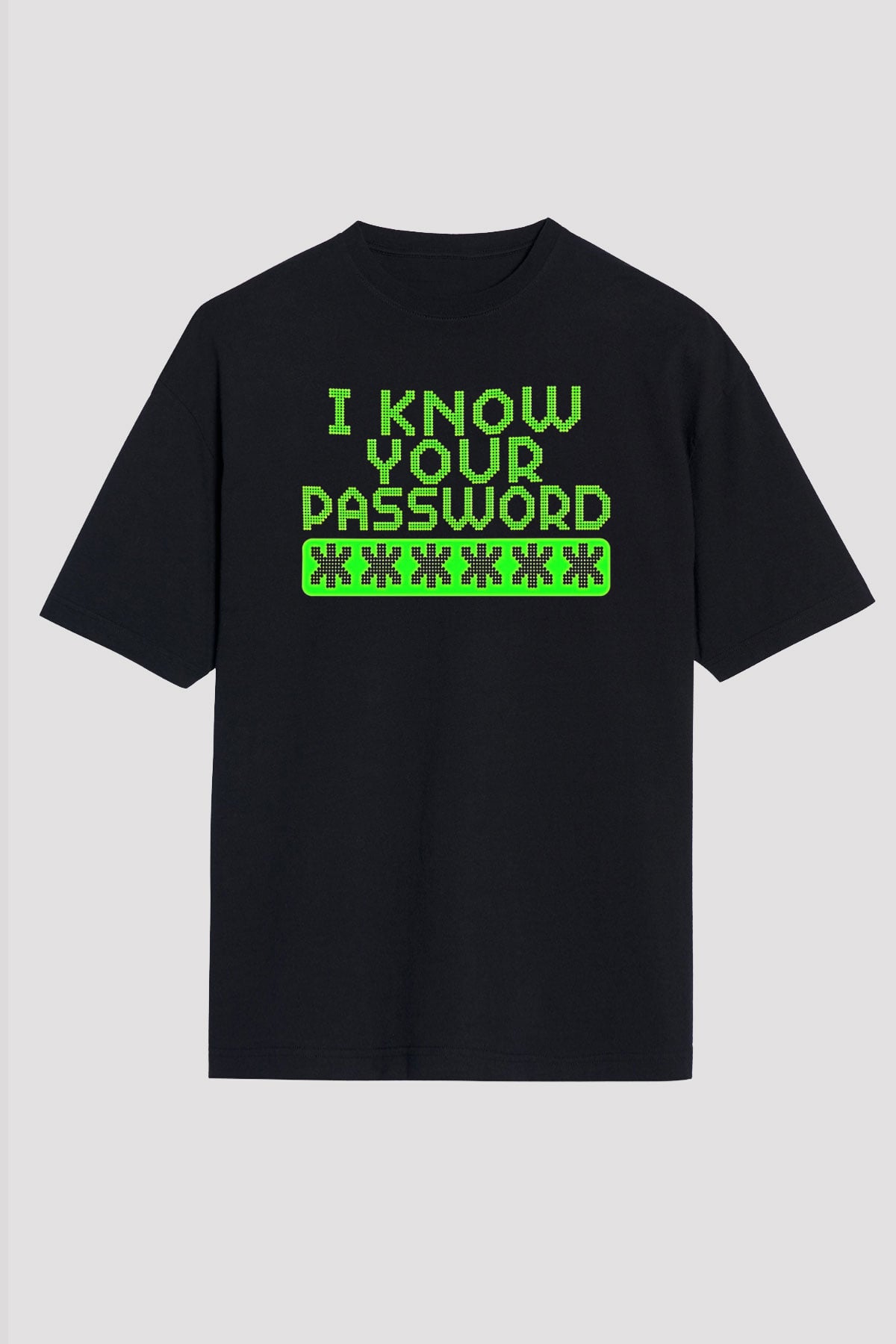 Hacker Baskılı Unisex Siyah Oversize Tişört - Tshirt