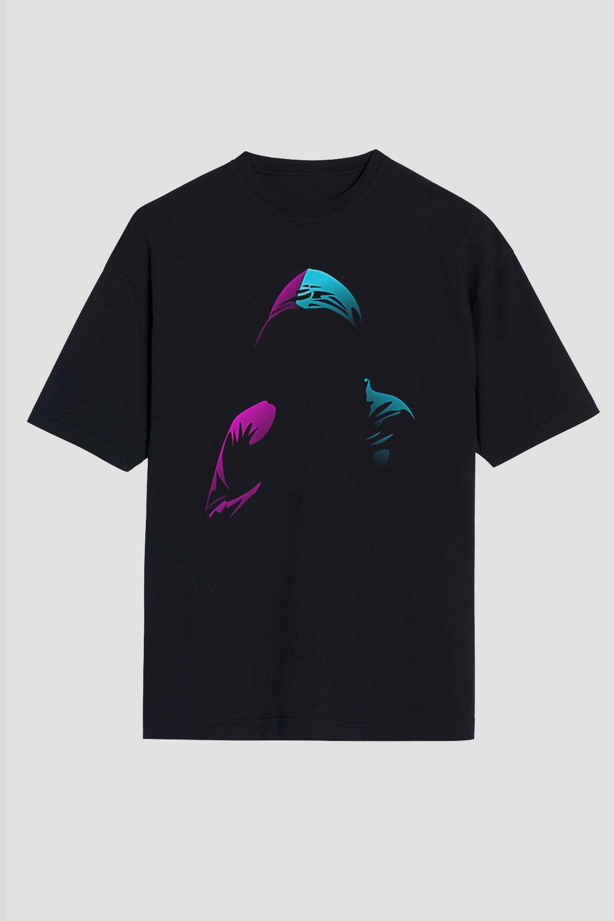 Hacker Baskılı Unisex Siyah Oversize Tişört - Tshirt