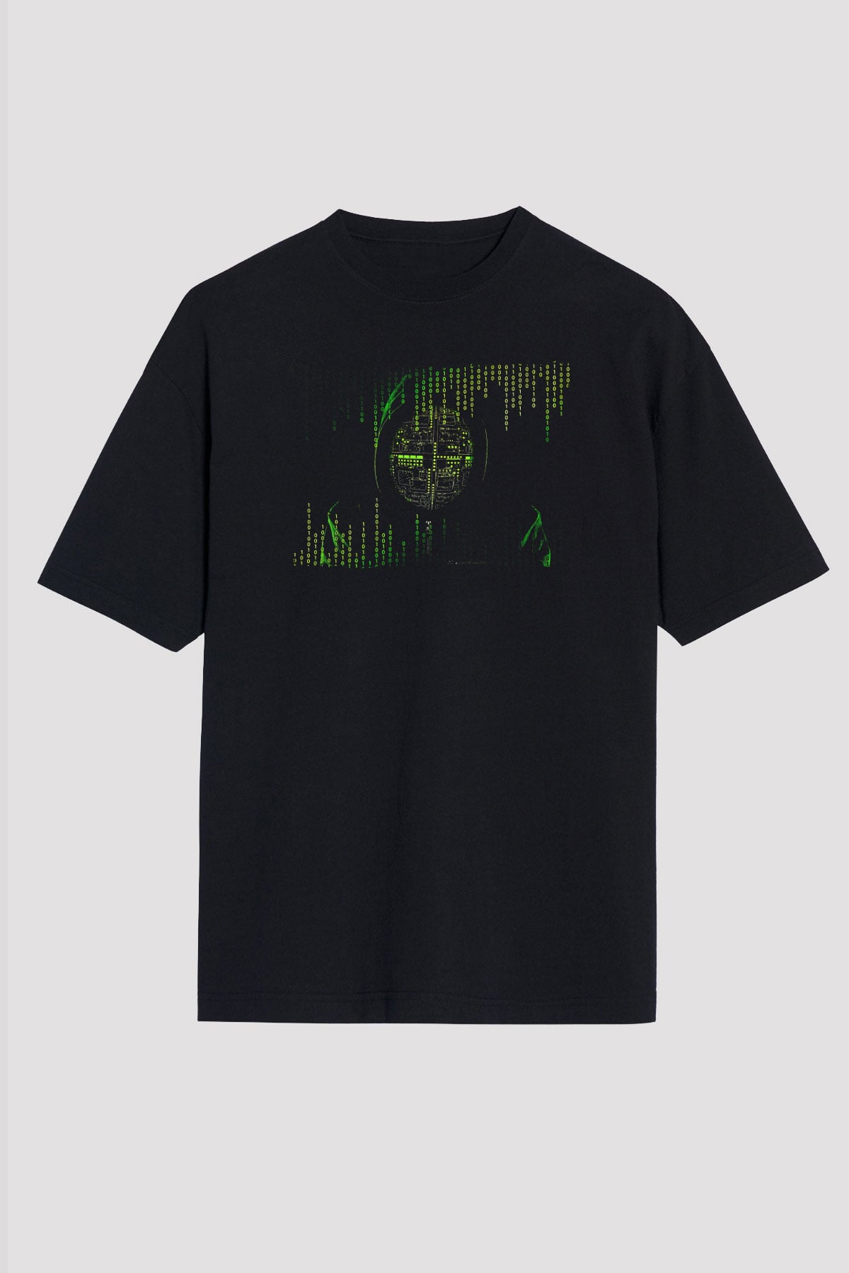 Hacker Baskılı Unisex Siyah Oversize Tişört - Tshirt