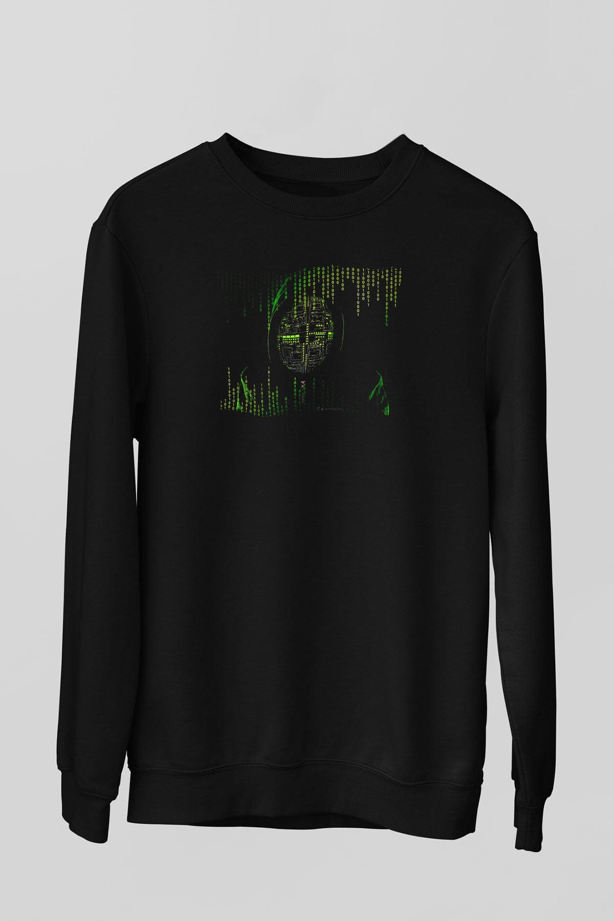 Hacker Baskılı Unisex Siyah Sweatshirt