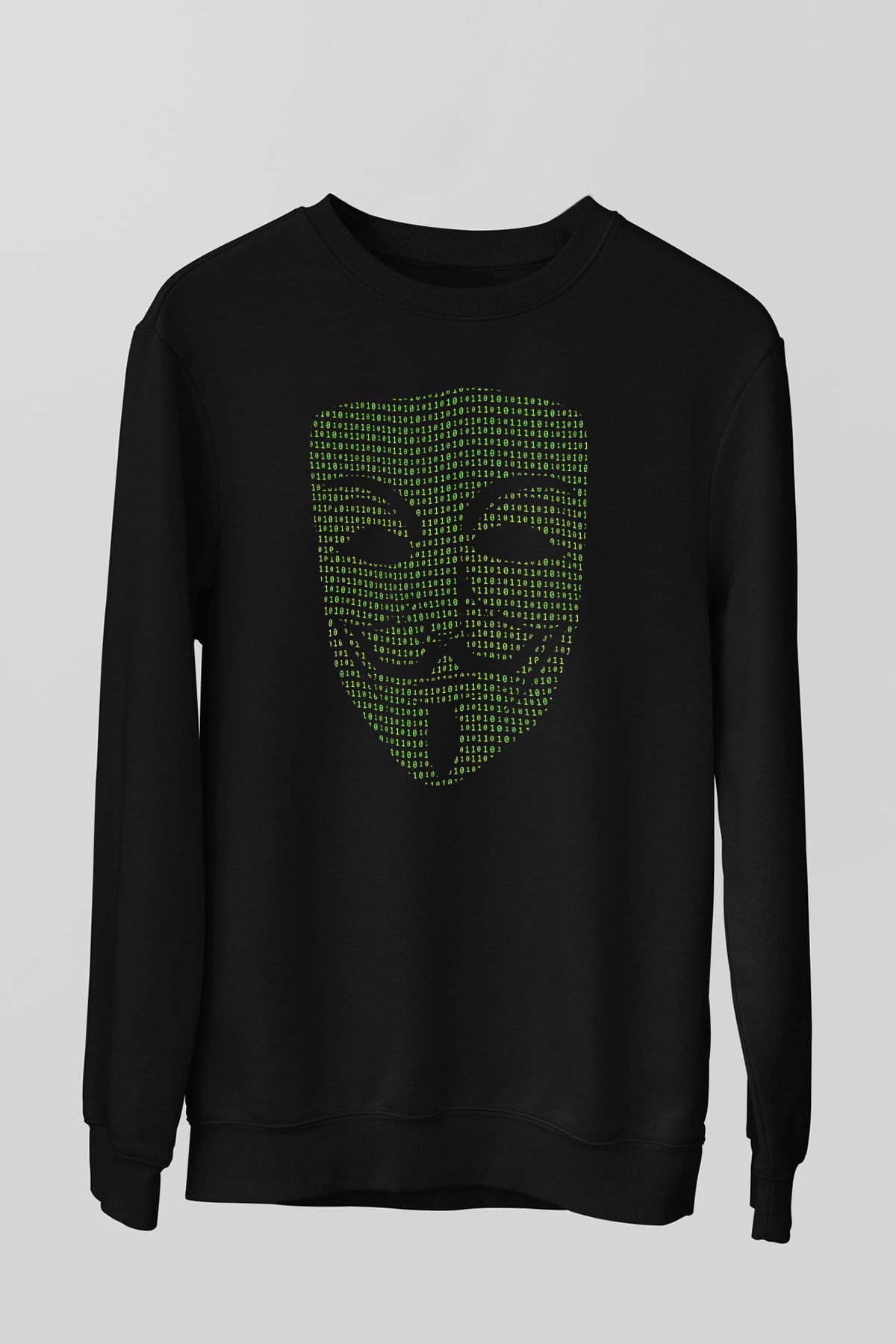 Hacker Baskılı Unisex Siyah Sweatshirt