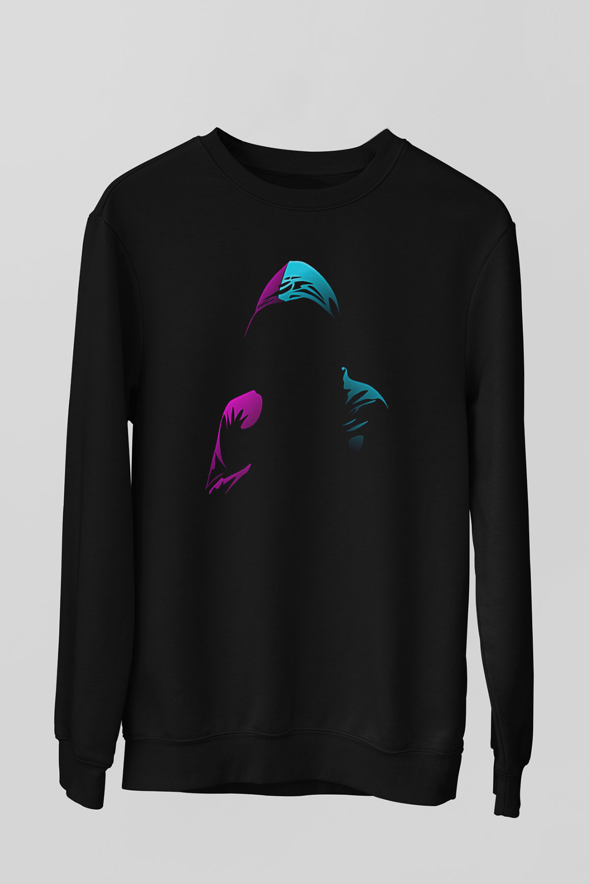 Hacker Baskılı Unisex Siyah Sweatshirt