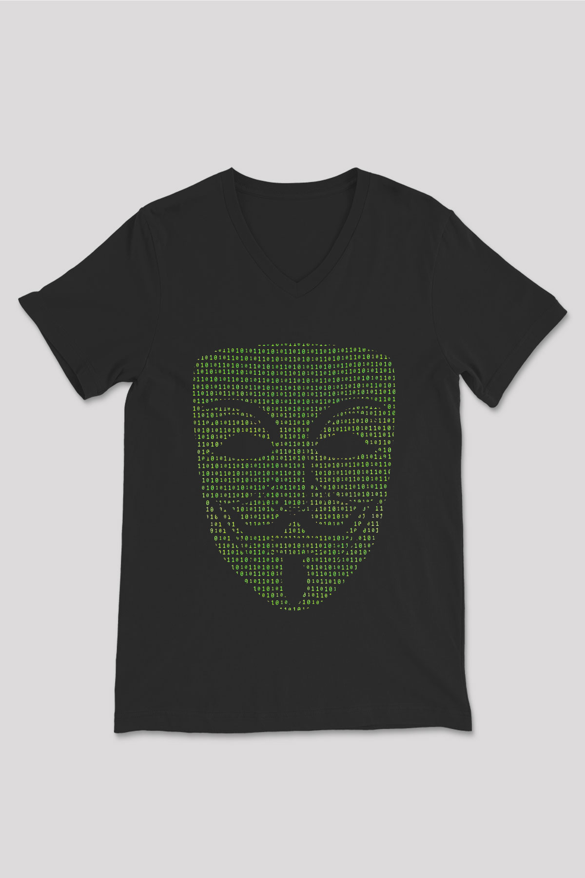 Hacker Baskılı Unisex Siyah V Yaka Tişört - Tshirt