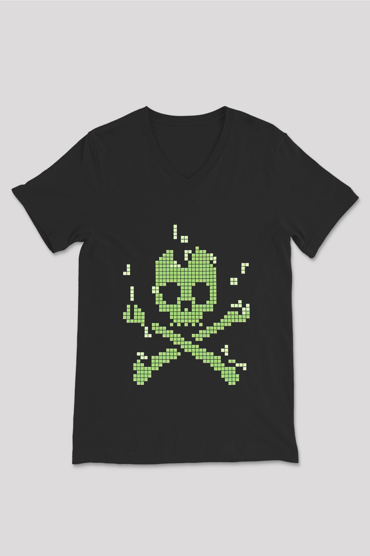 Hacker Baskılı Unisex Siyah V Yaka Tişört - Tshirt