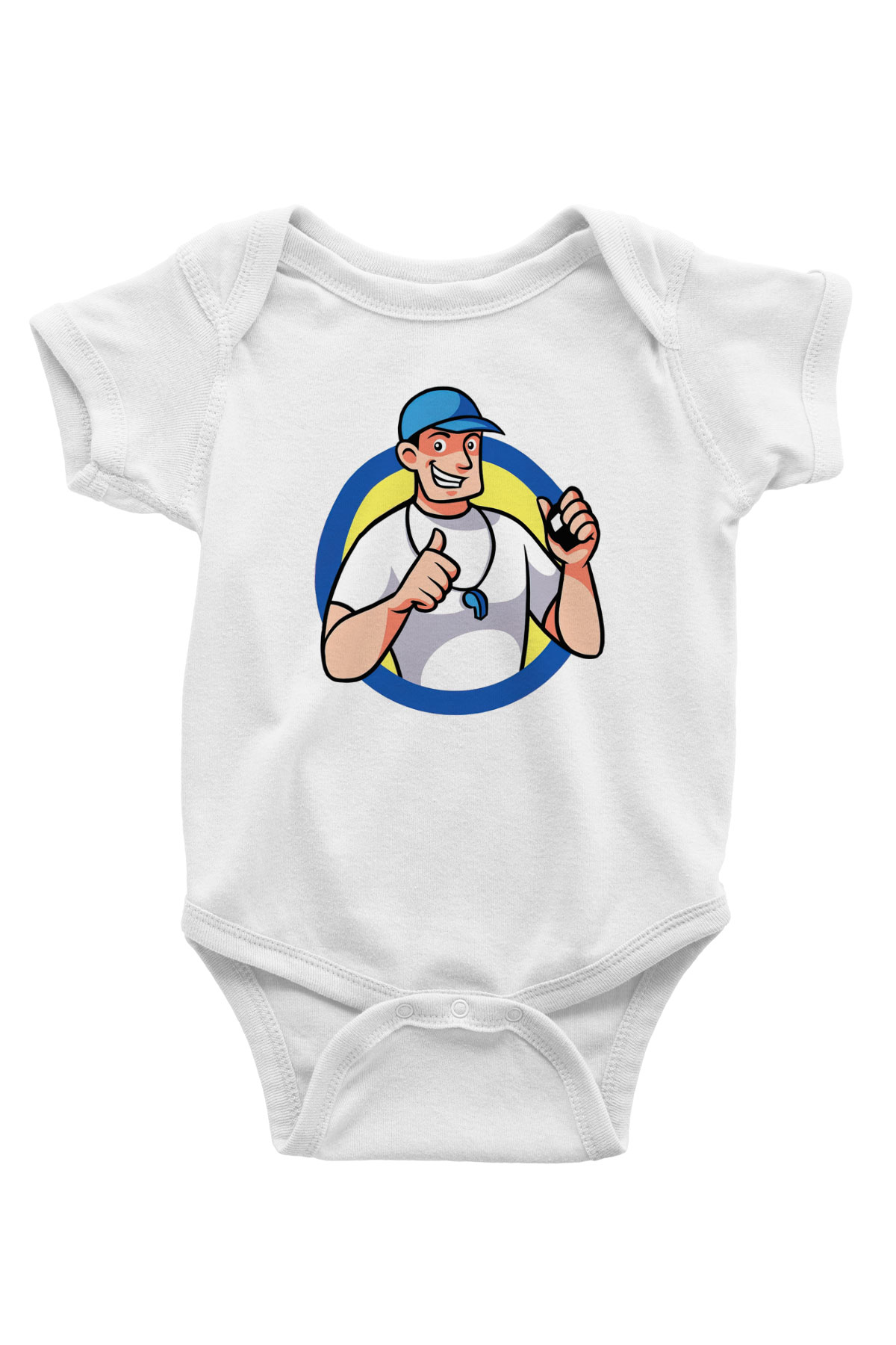 Hakem Baskılı Beyaz Unisex Bebek Body - Zıbın