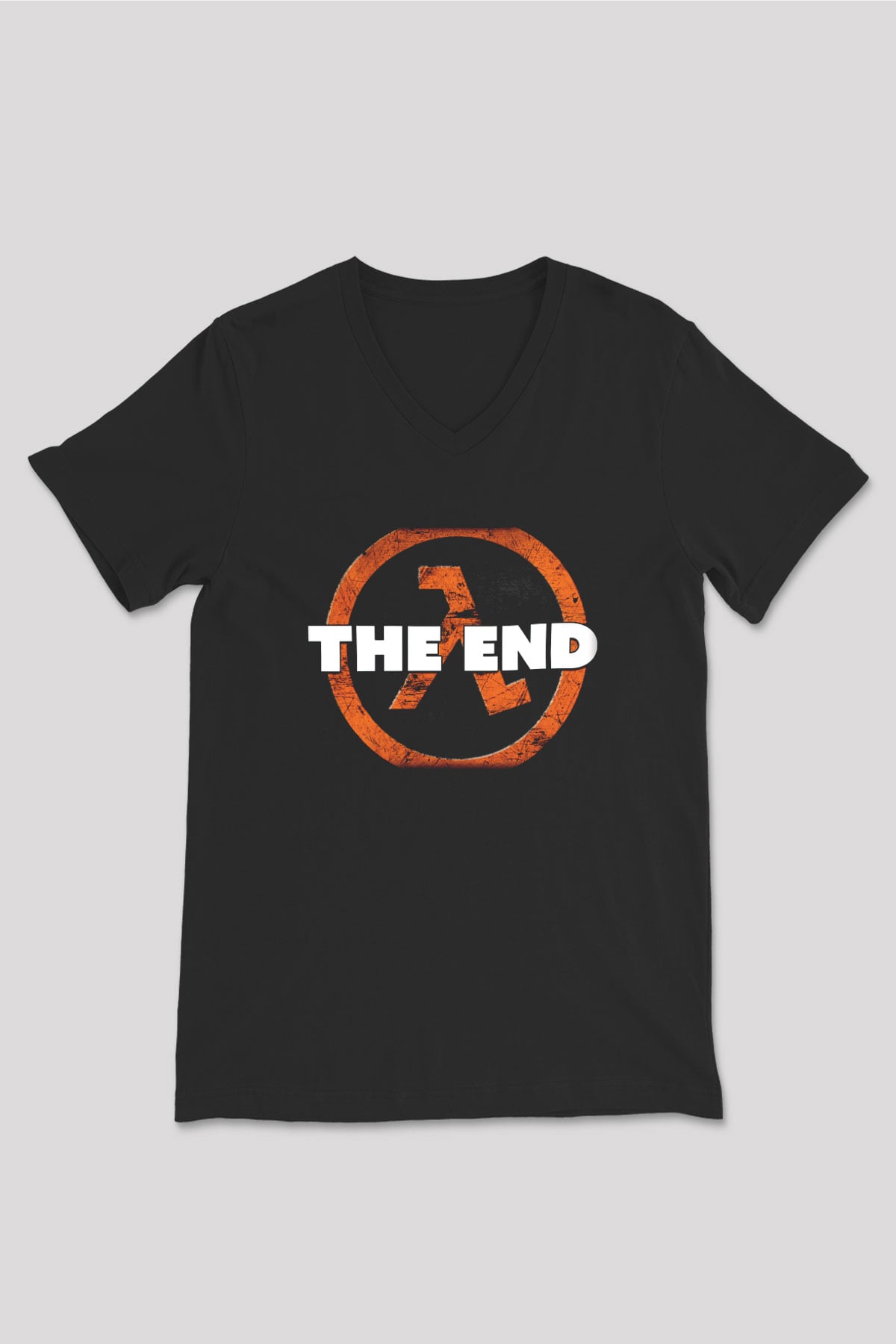 Half-Life Siyah Unisex V Yaka Tişört T-Shirt