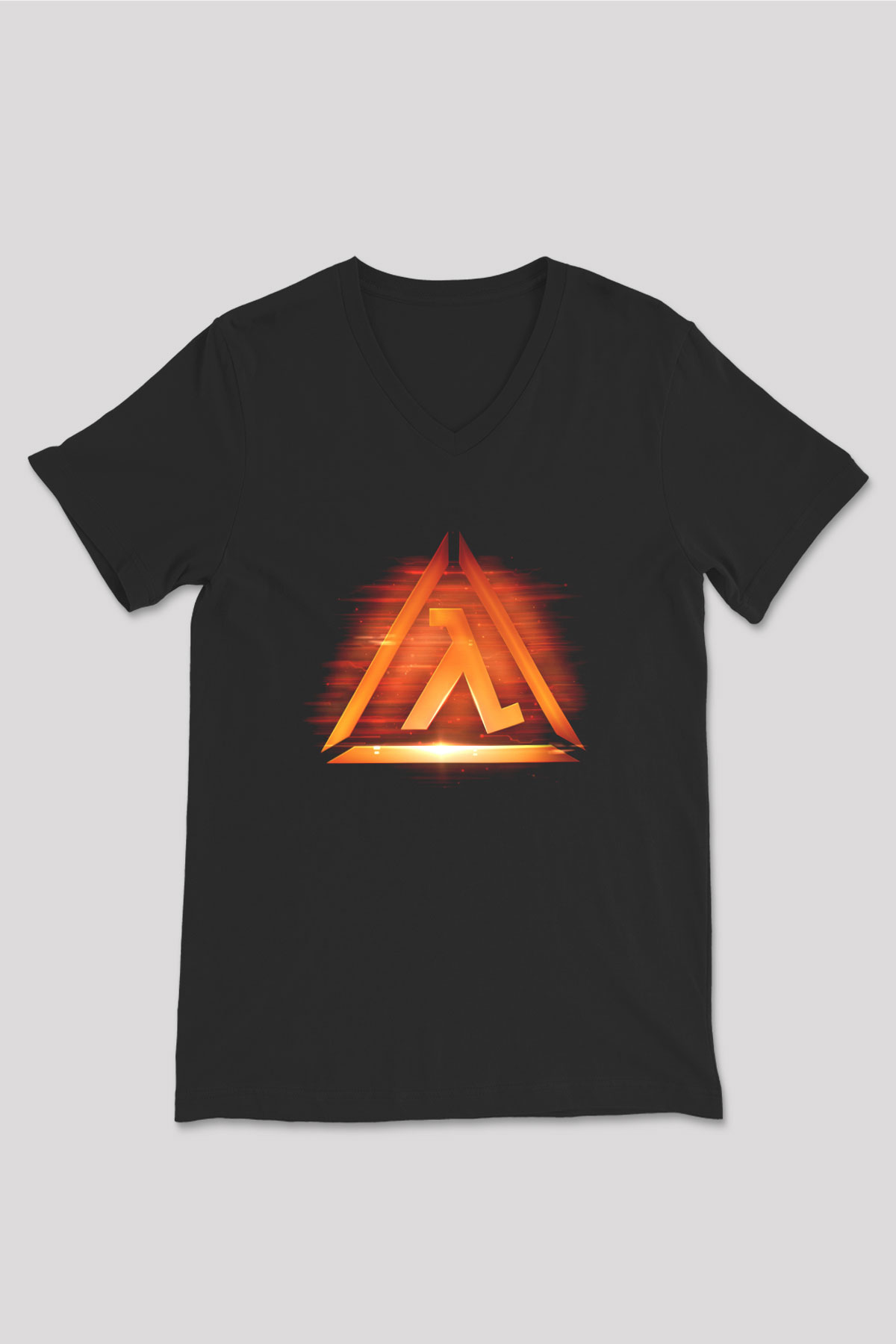 Half-Life Siyah Unisex V Yaka Tişört T-Shirt