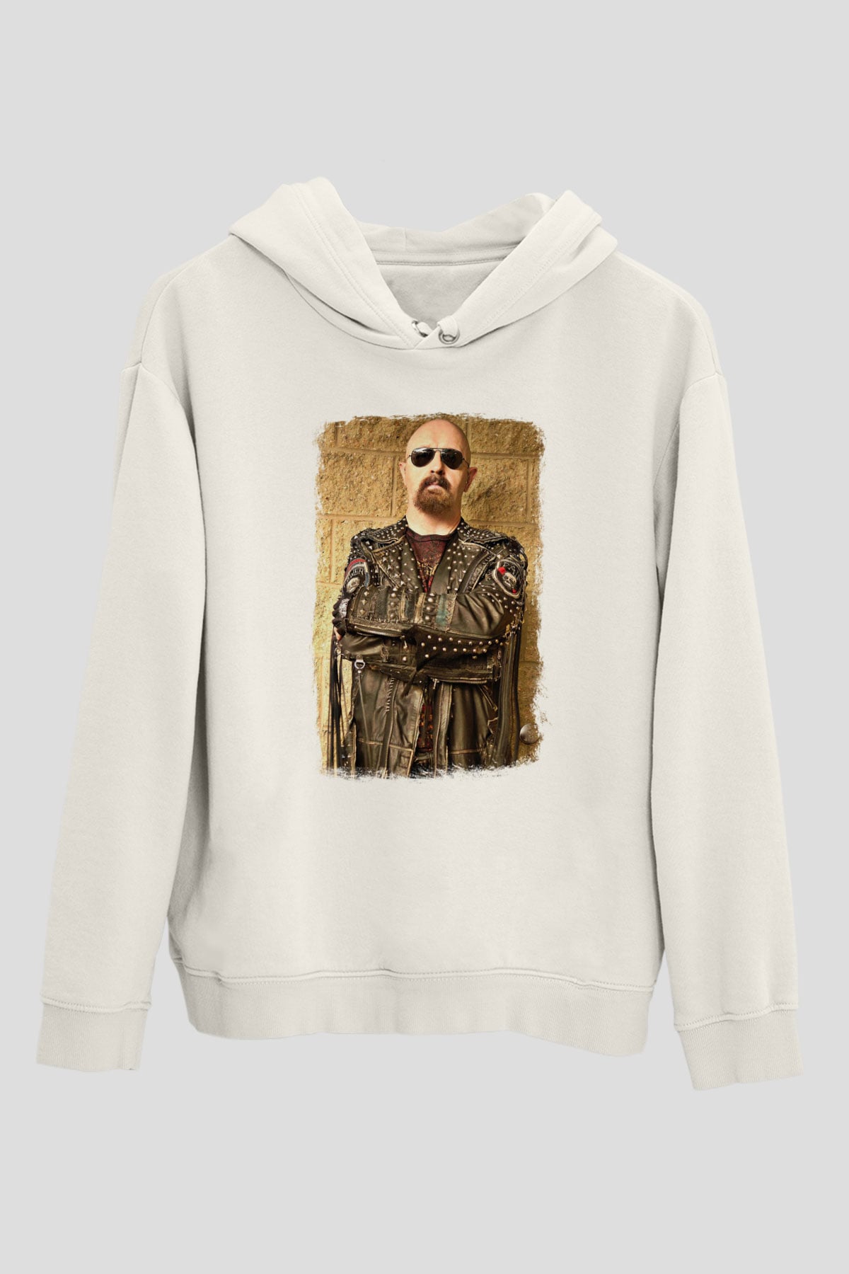 Halford Baskılı Unisex Beyaz Hoodie