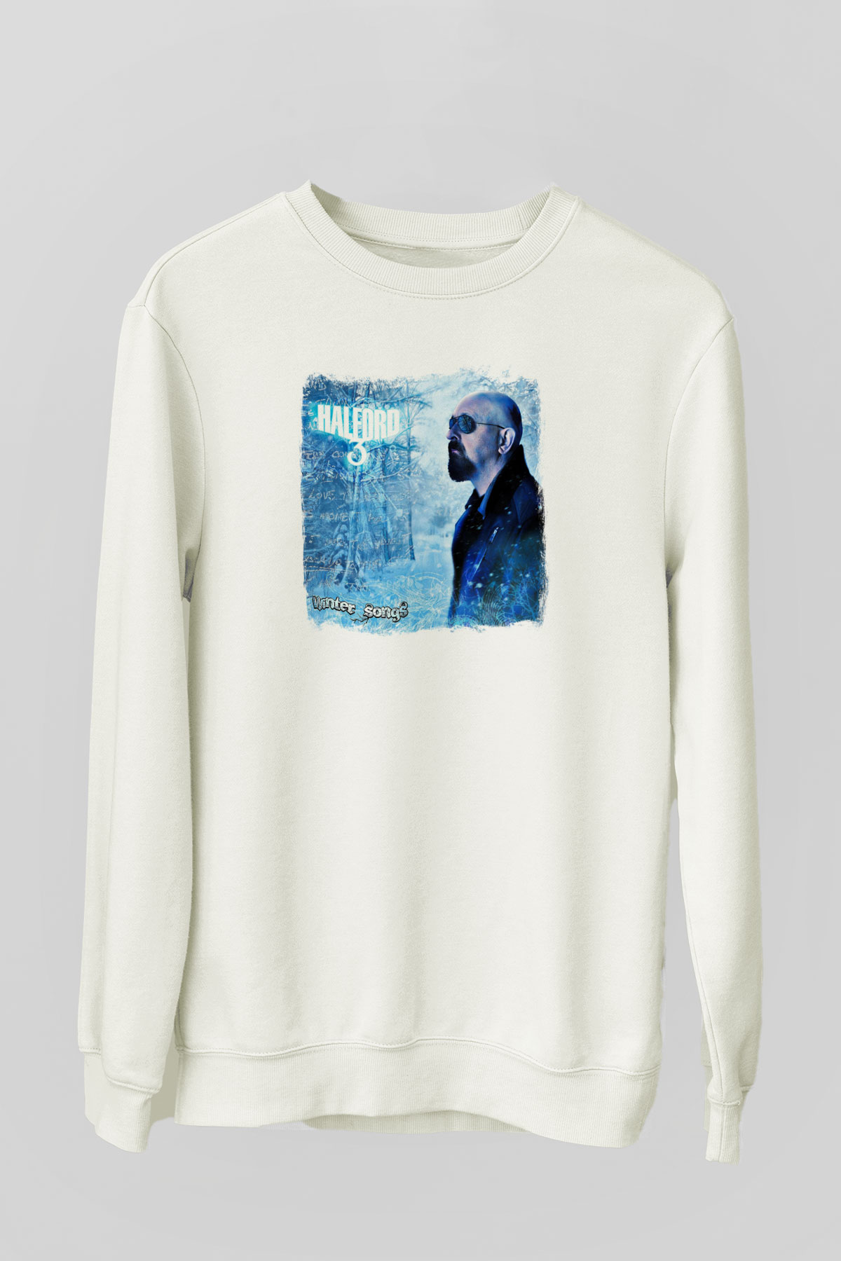 Halford Baskılı Unisex Beyaz Sweatshirt
