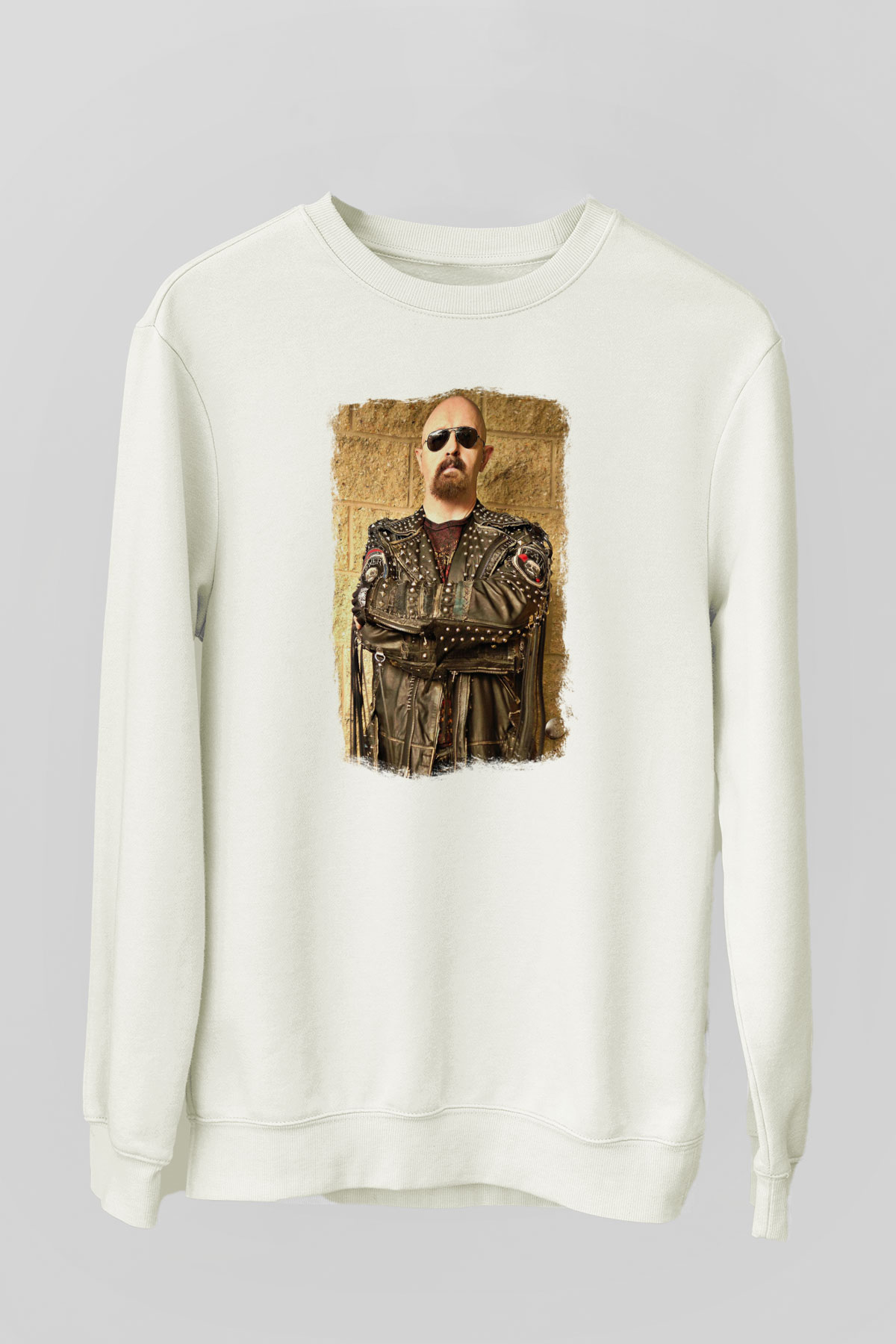 Halford Baskılı Unisex Beyaz Sweatshirt