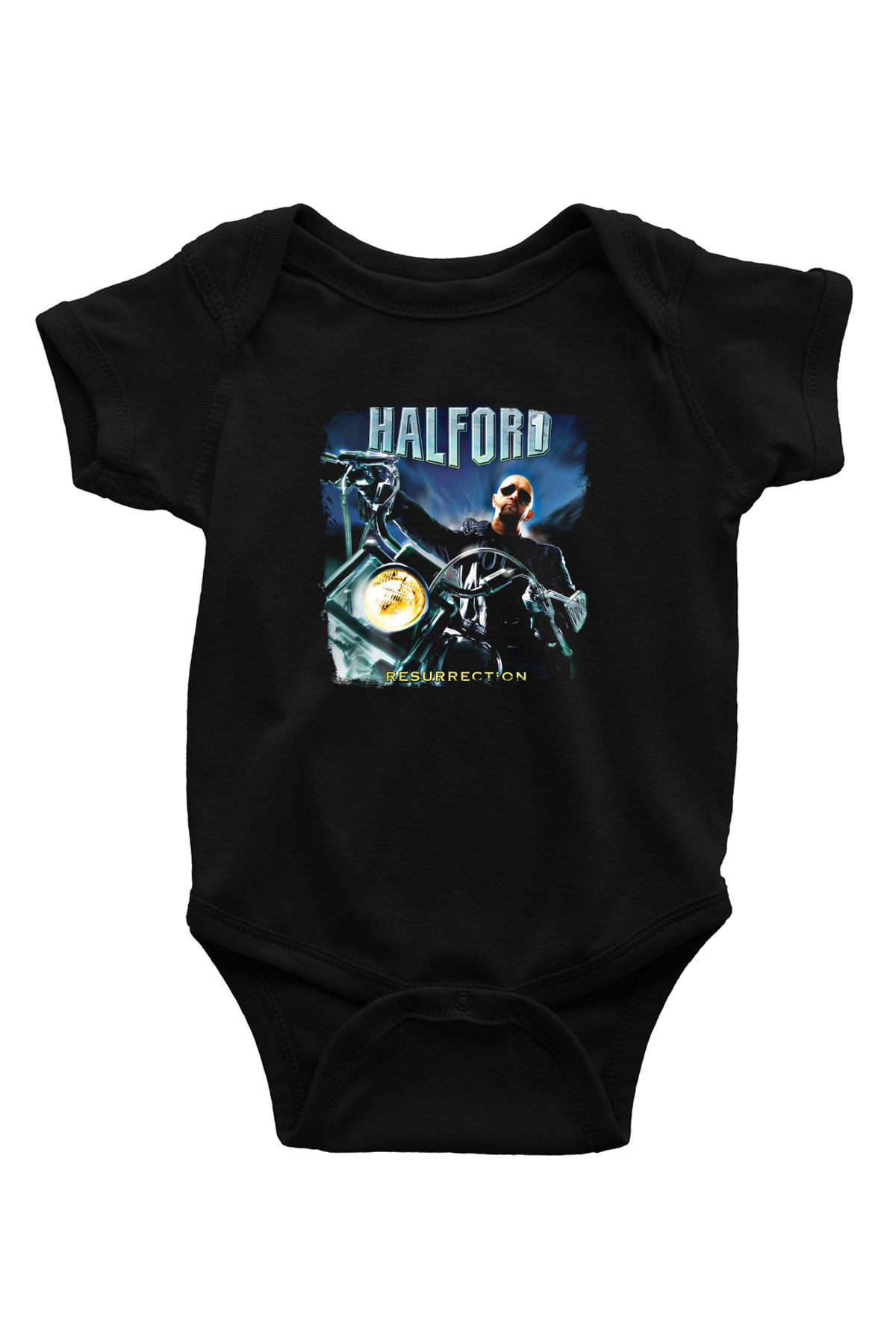 Halford Baskılı Unisex Siyah Bebek Body - Zıbın