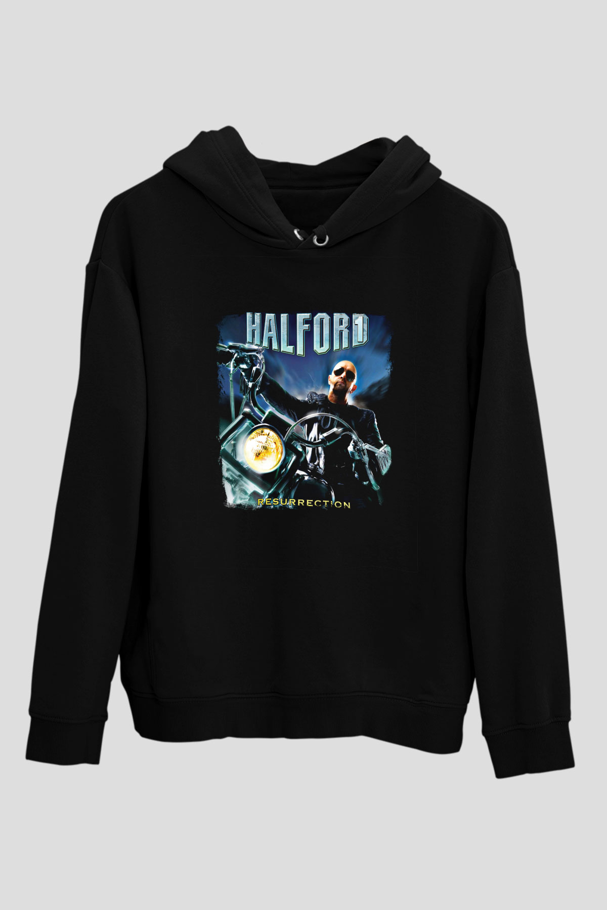 Halford Baskılı Unisex Siyah Hoodie