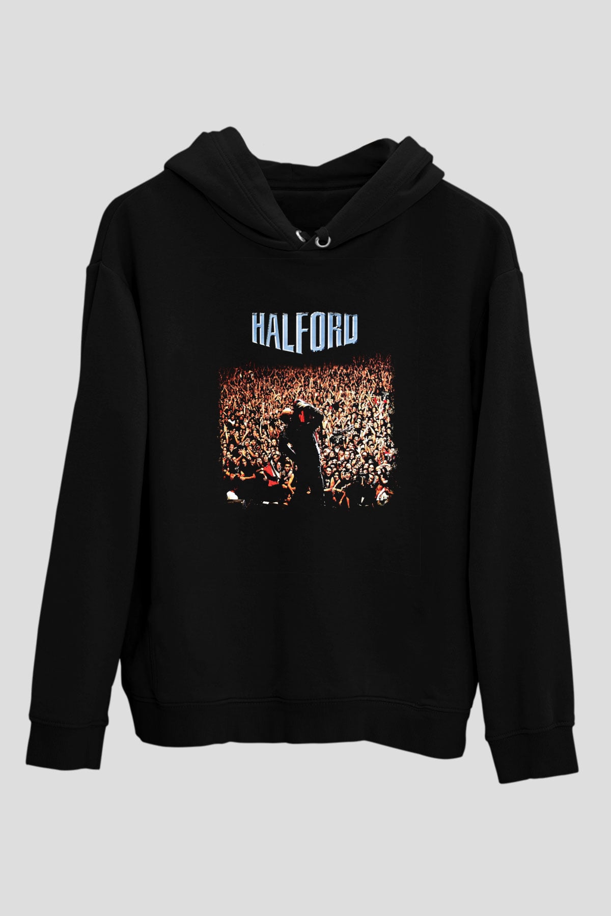 Halford Baskılı Unisex Siyah Hoodie