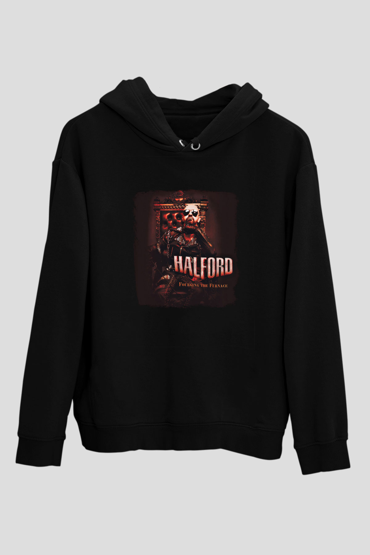 Halford Baskılı Unisex Siyah Hoodie
