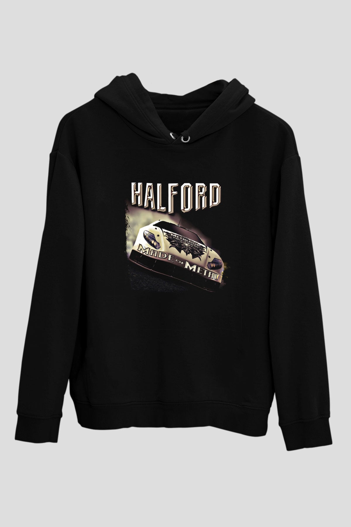 Halford Baskılı Unisex Siyah Hoodie