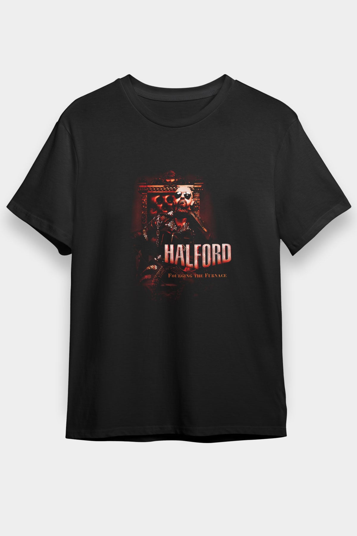 Halford Baskılı Unisex Siyah Tişört