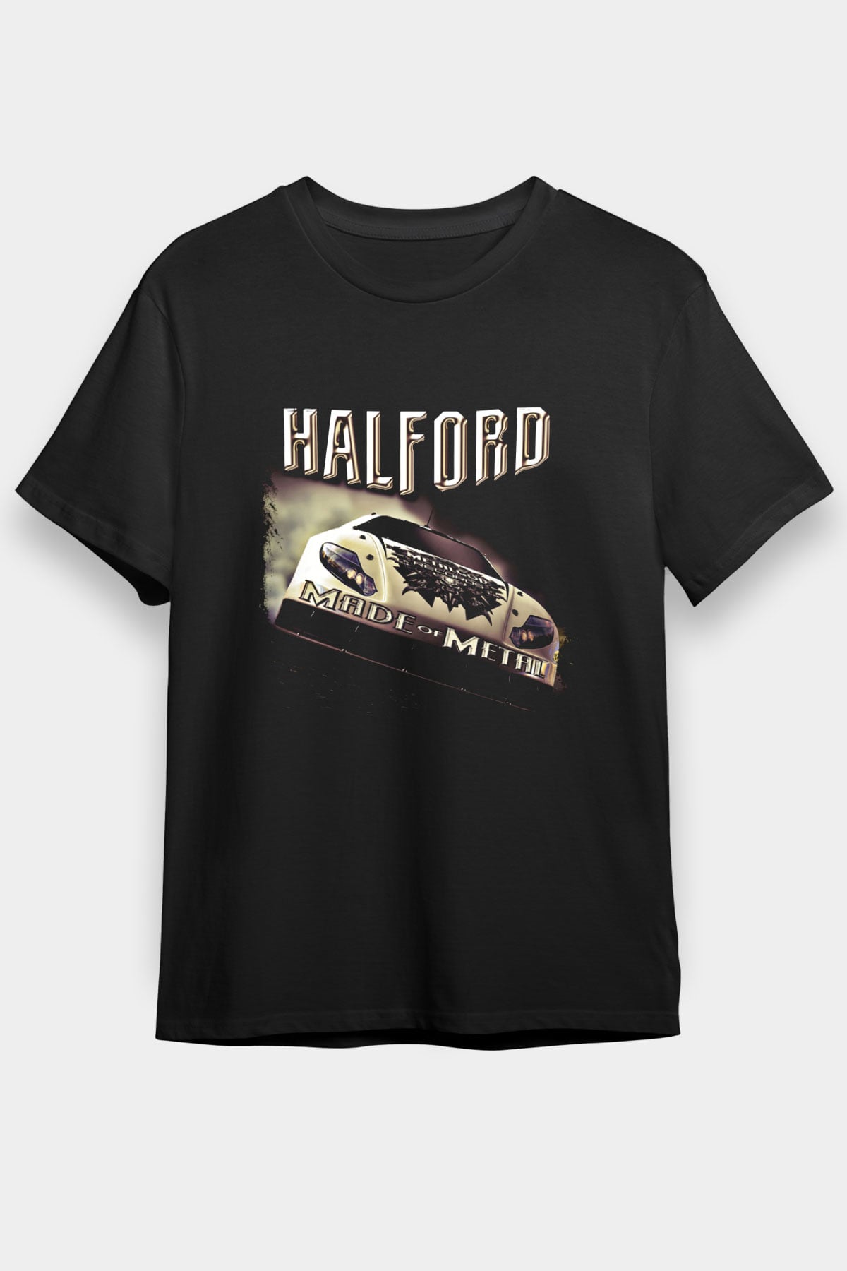 Halford Baskılı Unisex Siyah Tişört