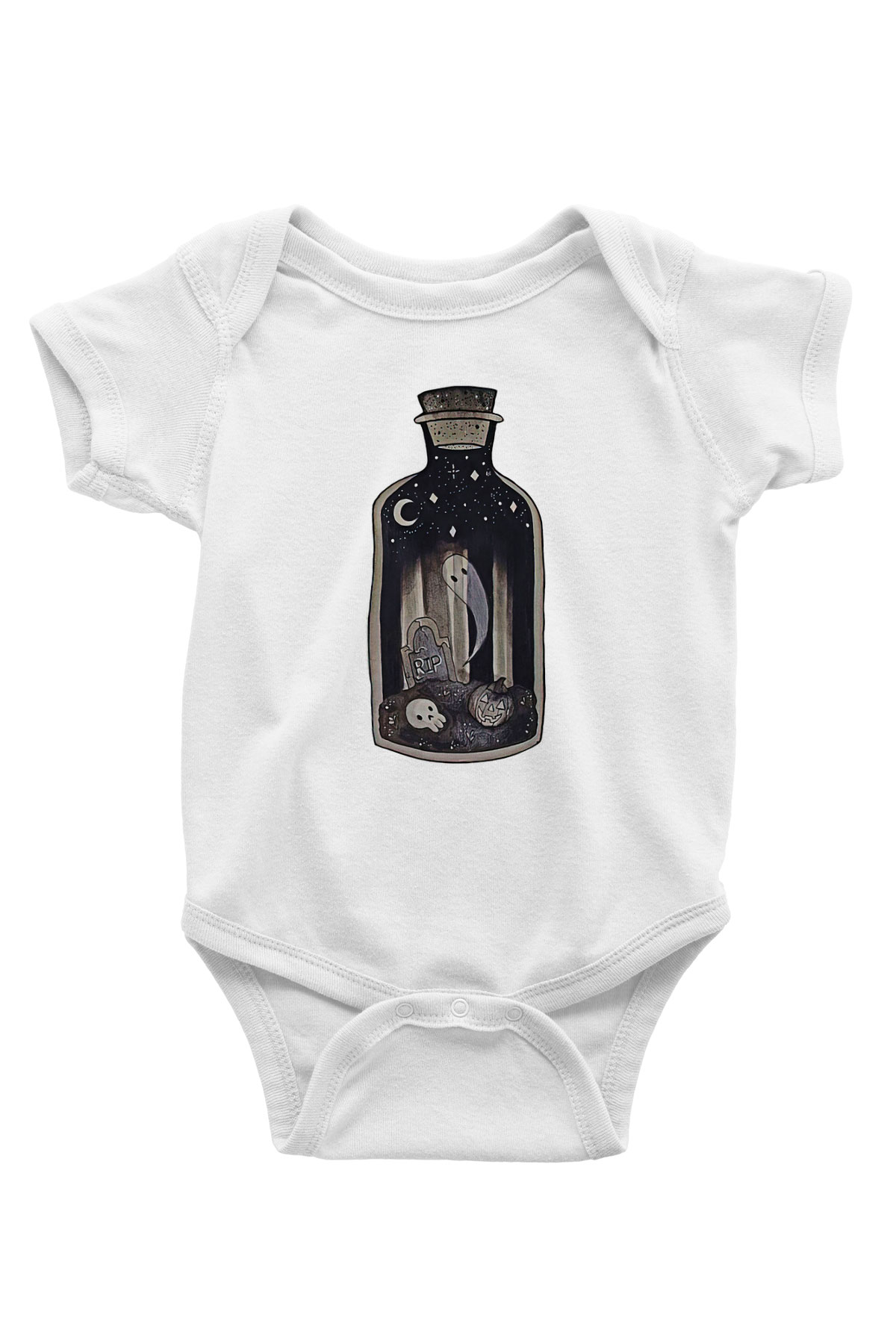 Halloween Baskılı Beyaz Unisex Bebek Body - Zıbın