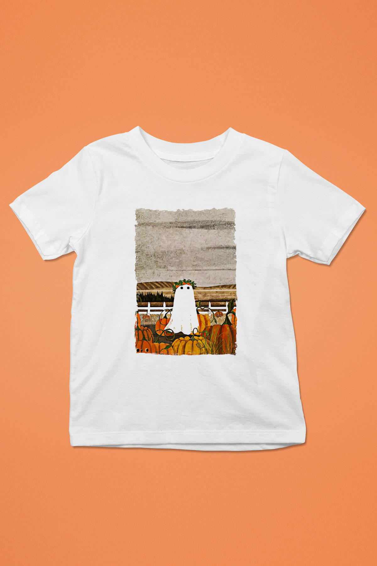 Halloween Baskılı Beyaz Unisex Beyaz Çocuk Tişört - Tshirt