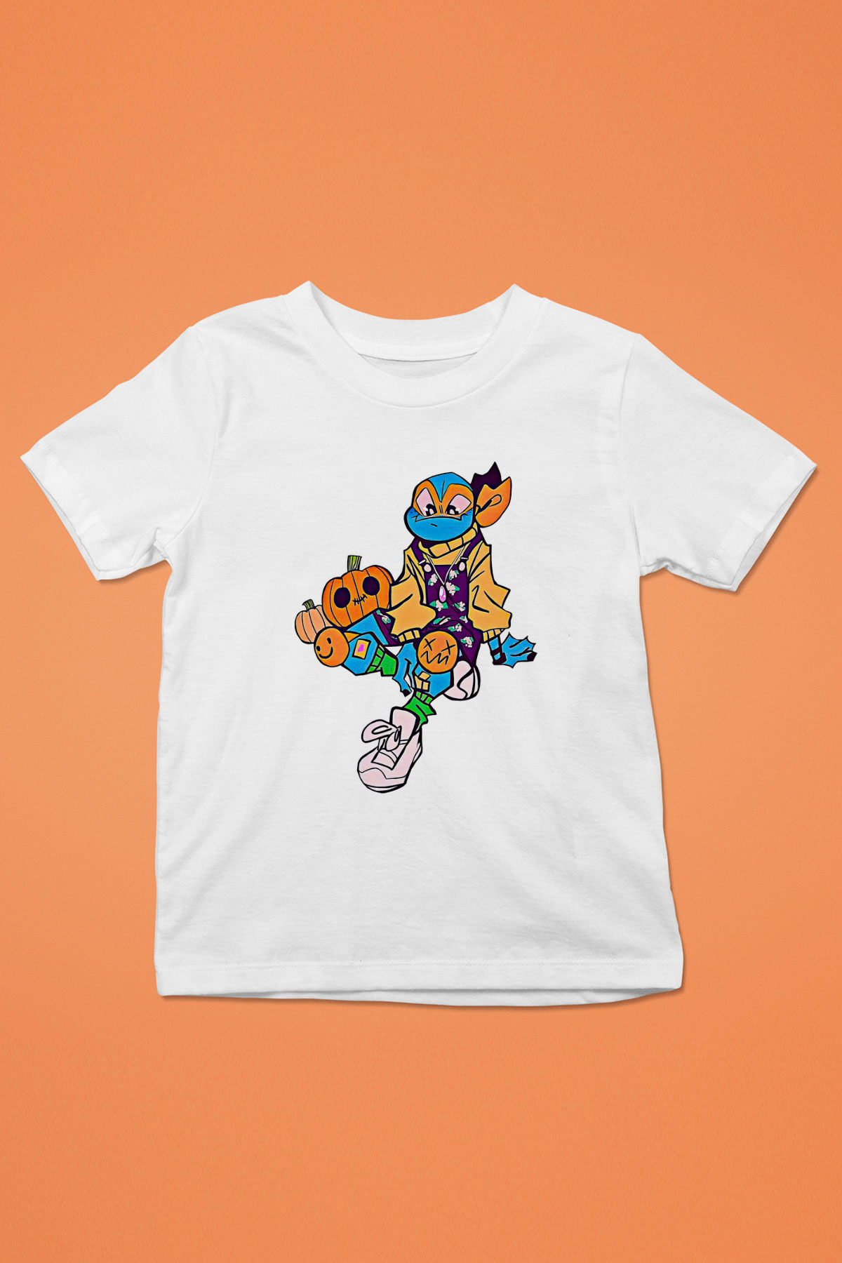 Halloween Baskılı Beyaz Unisex Beyaz Çocuk Tişört - Tshirt