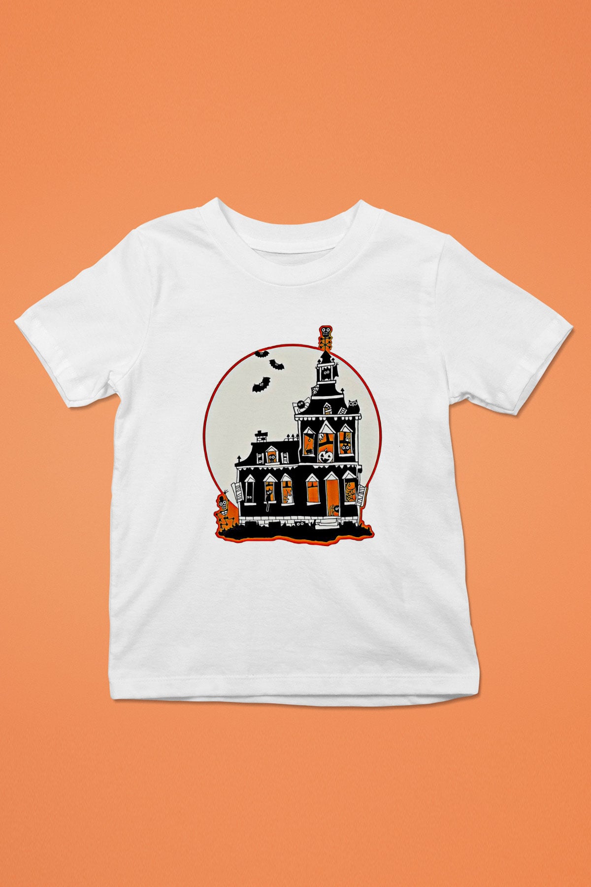 Halloween Baskılı Beyaz Unisex Beyaz Çocuk Tişört - Tshirt