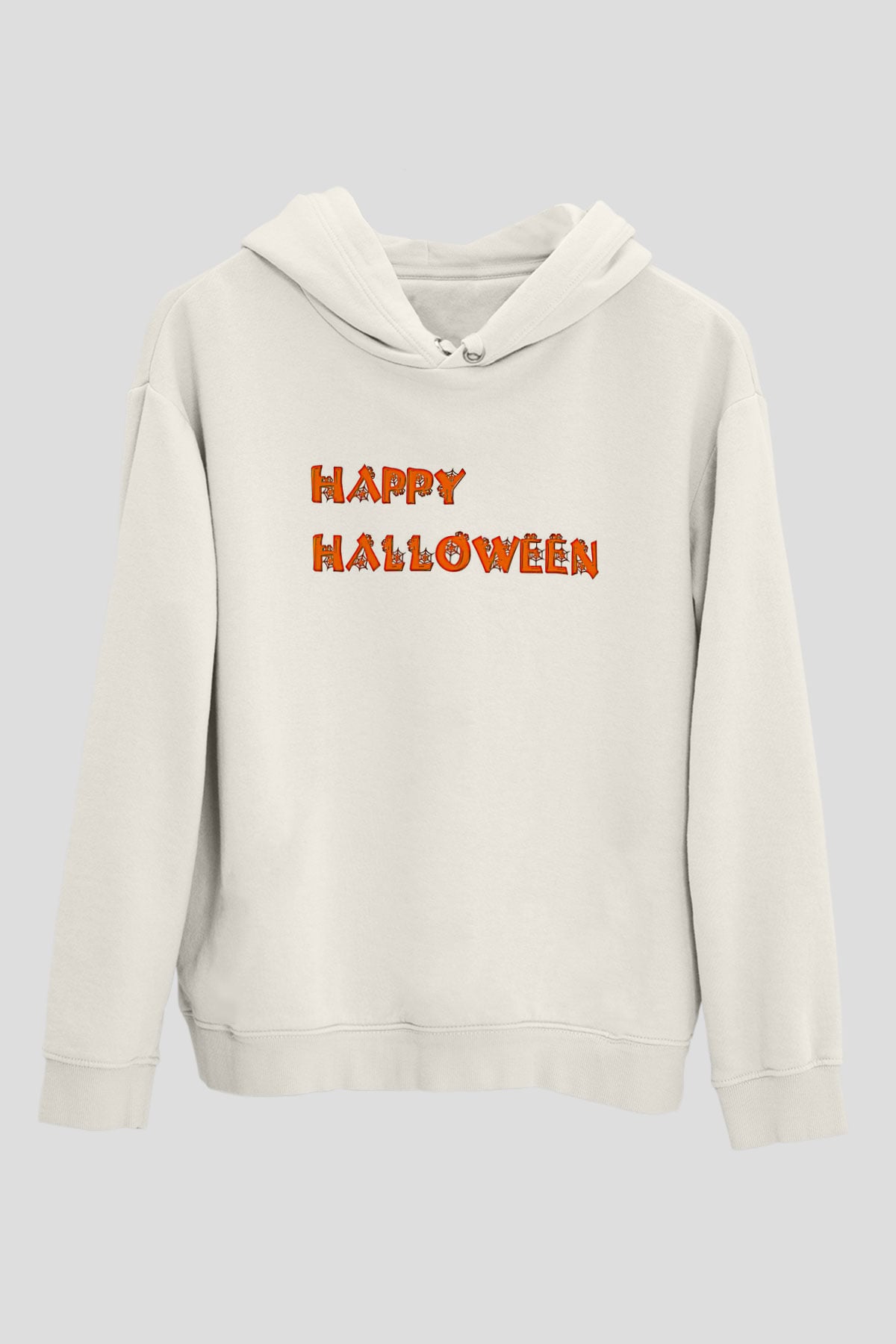 Halloween Baskılı Beyaz Unisex Hoodie