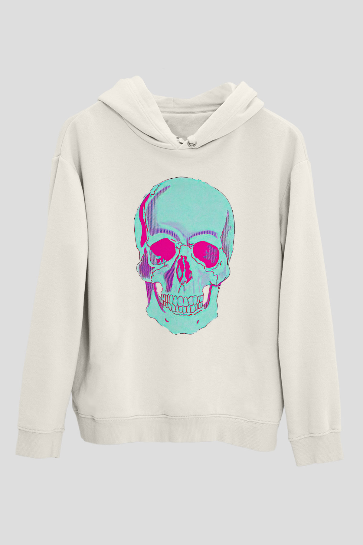 Halloween Baskılı Beyaz Unisex Kapüşonlu Sweatshirt