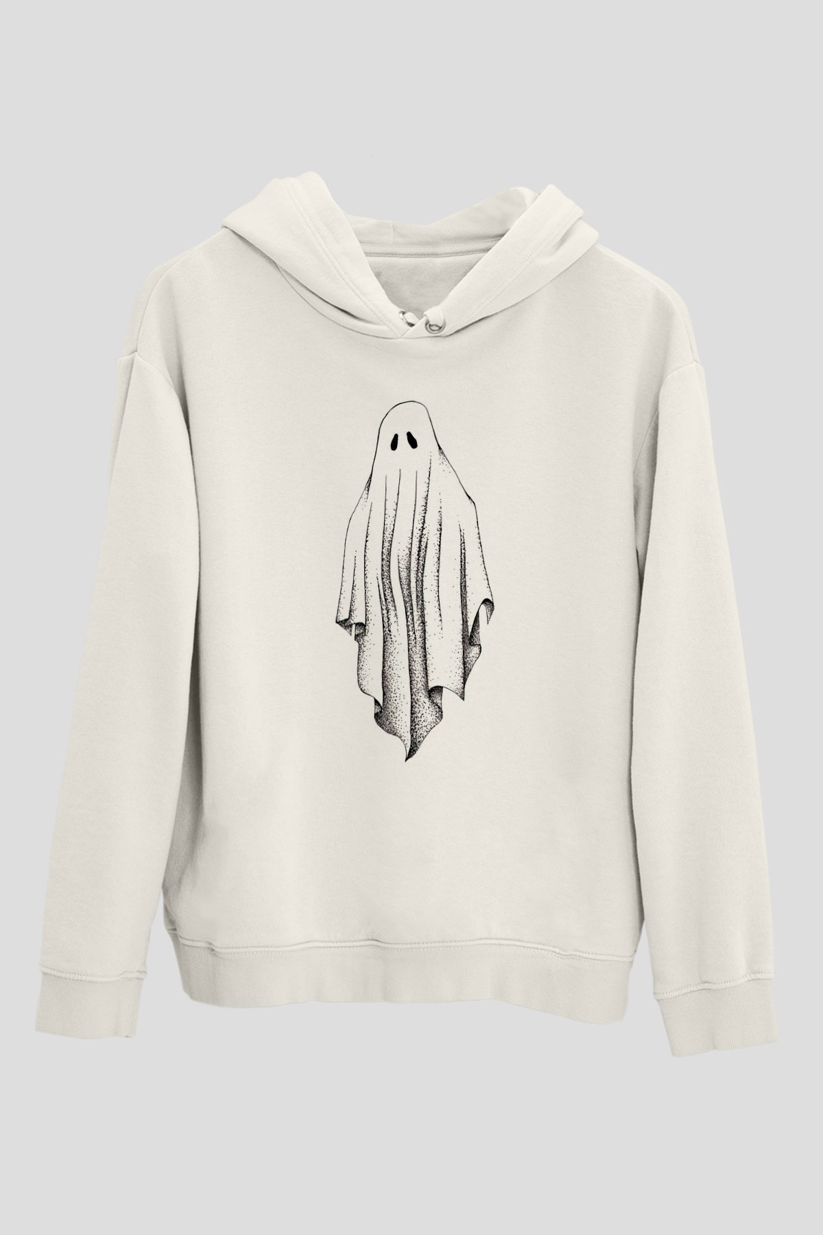 Halloween Baskılı Beyaz Unisex Kapüşonlu Sweatshirt