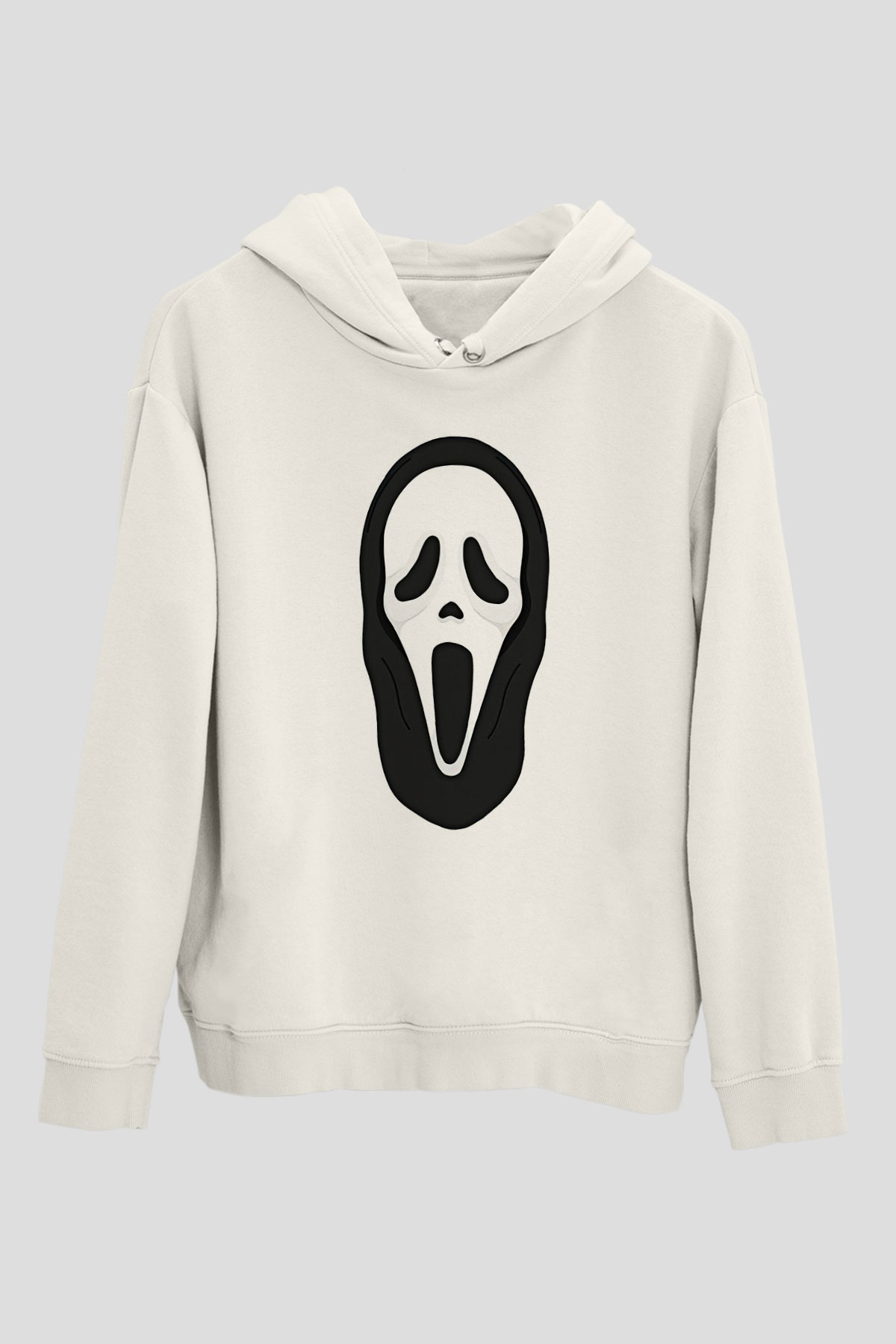 Halloween Baskılı Beyaz Unisex Kapüşonlu Sweatshirt