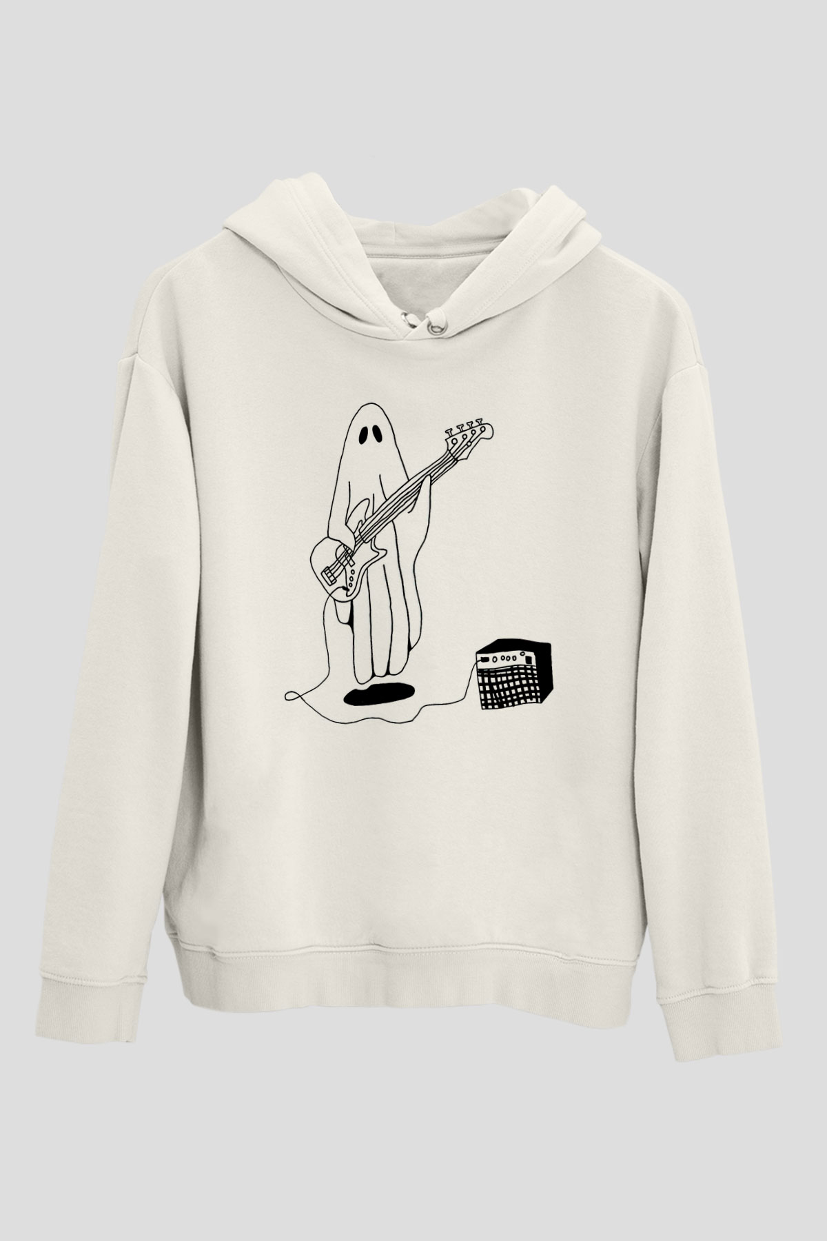 Halloween Baskılı Beyaz Unisex Kapüşonlu Sweatshirt