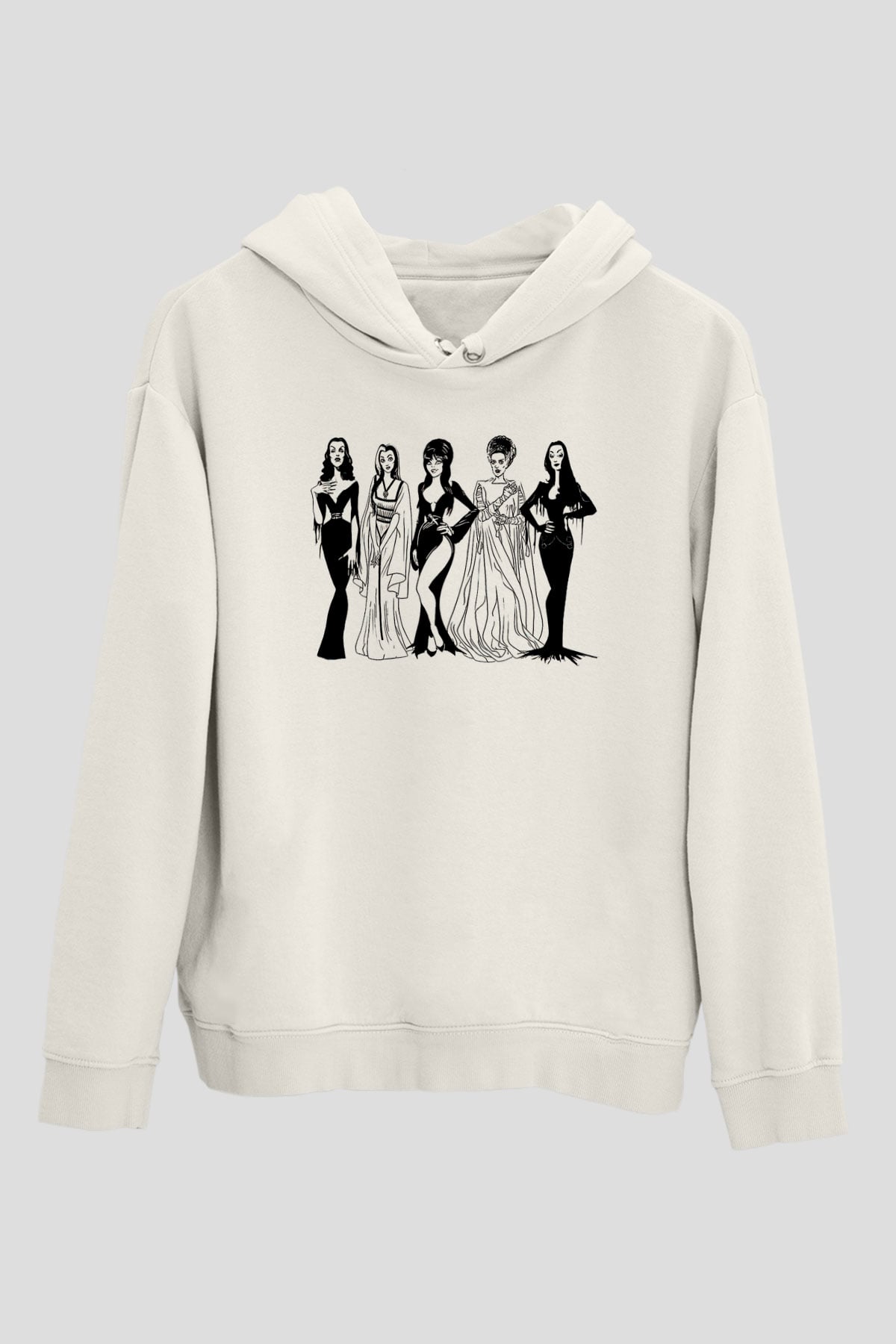 Halloween Baskılı Beyaz Unisex Kapüşonlu Sweatshirt