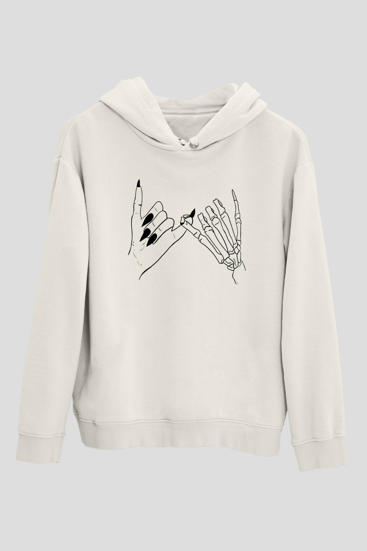Halloween Baskılı Beyaz Unisex Kapüşonlu Sweatshirt