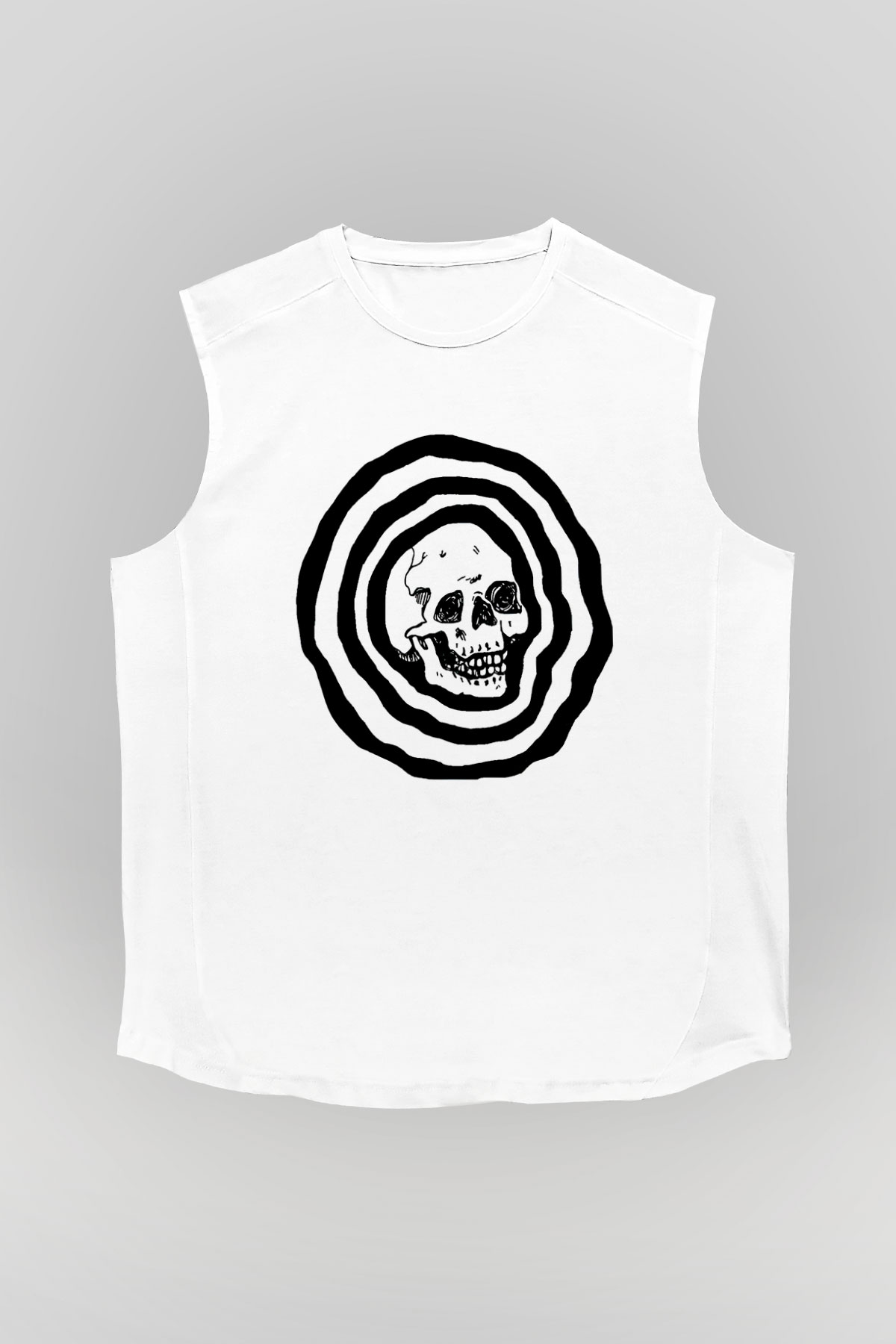 Halloween Baskılı Beyaz Unisex Kolsuz Tişört - Tshirt