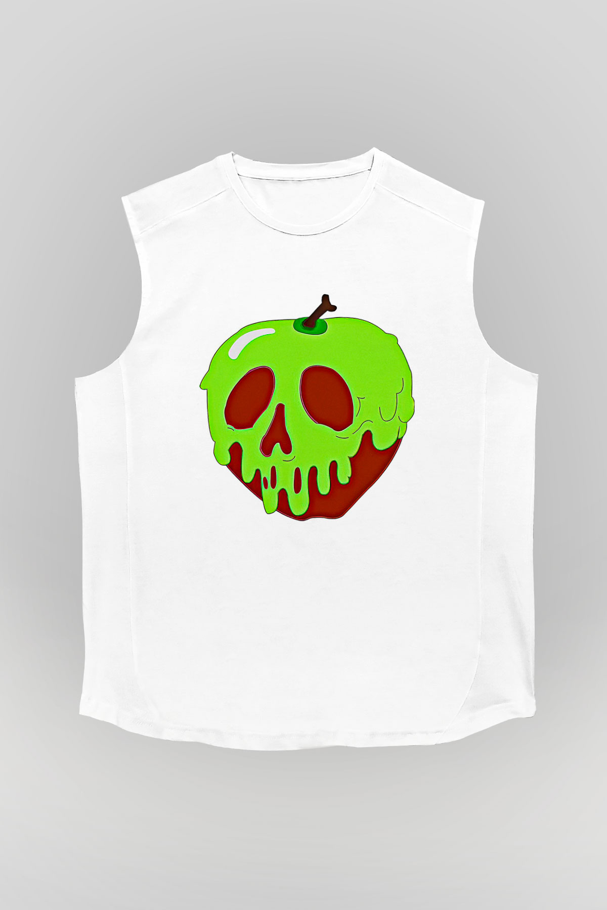 Halloween Baskılı Beyaz Unisex Kolsuz Tişört - Tshirt