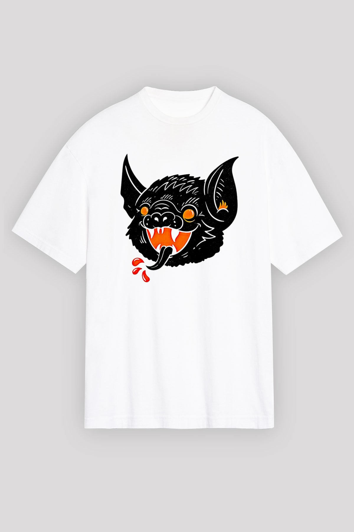 Halloween Baskılı Beyaz Unisex Oversize Tişört - Tshirt