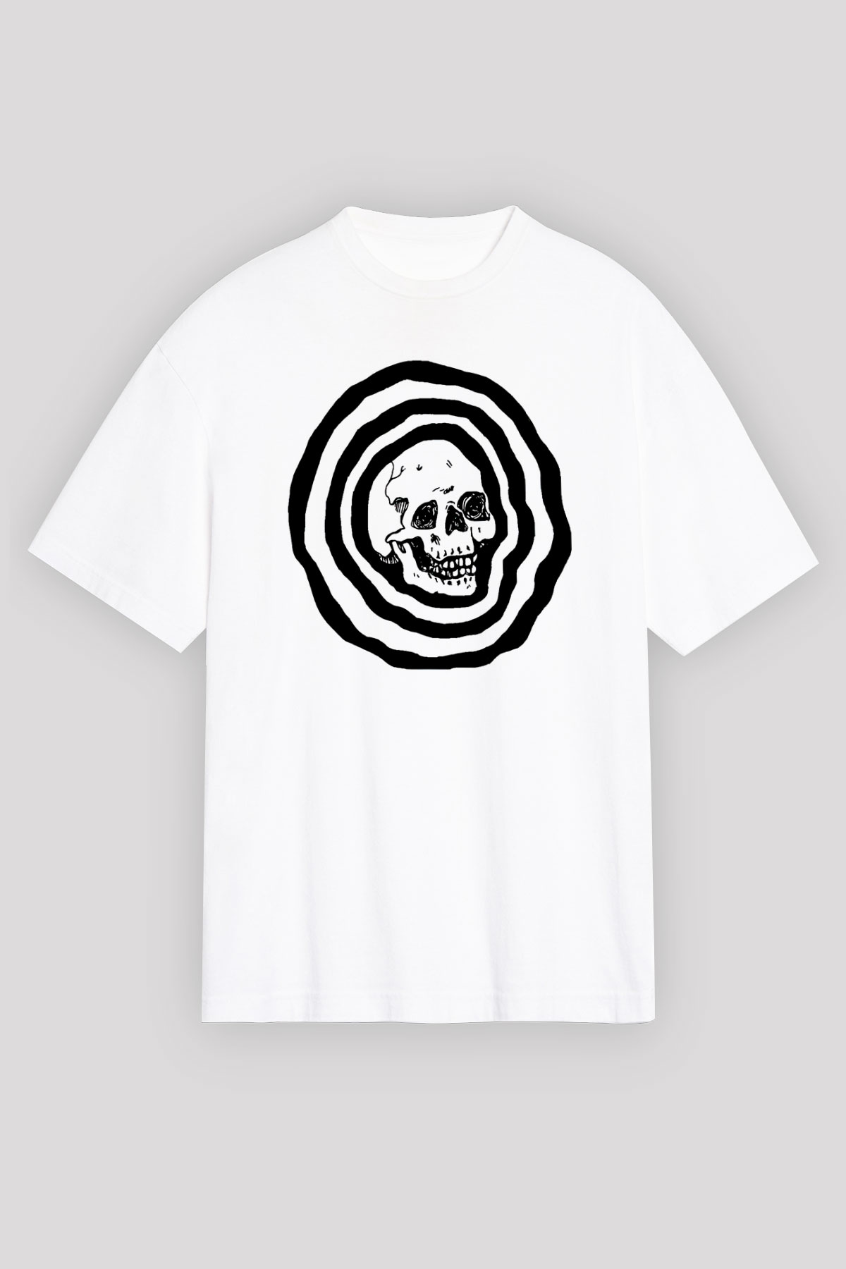 Halloween Baskılı Beyaz Unisex Oversize Tişört - Tshirt