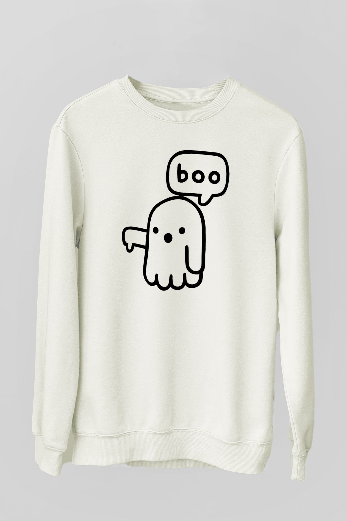 Halloween Baskılı Beyaz Unisex Sweatshirt