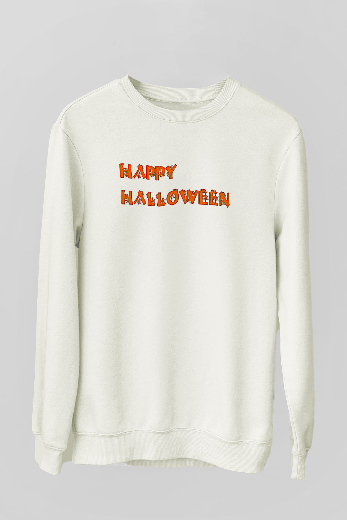Halloween Baskılı Beyaz Unisex Sweatshirt
