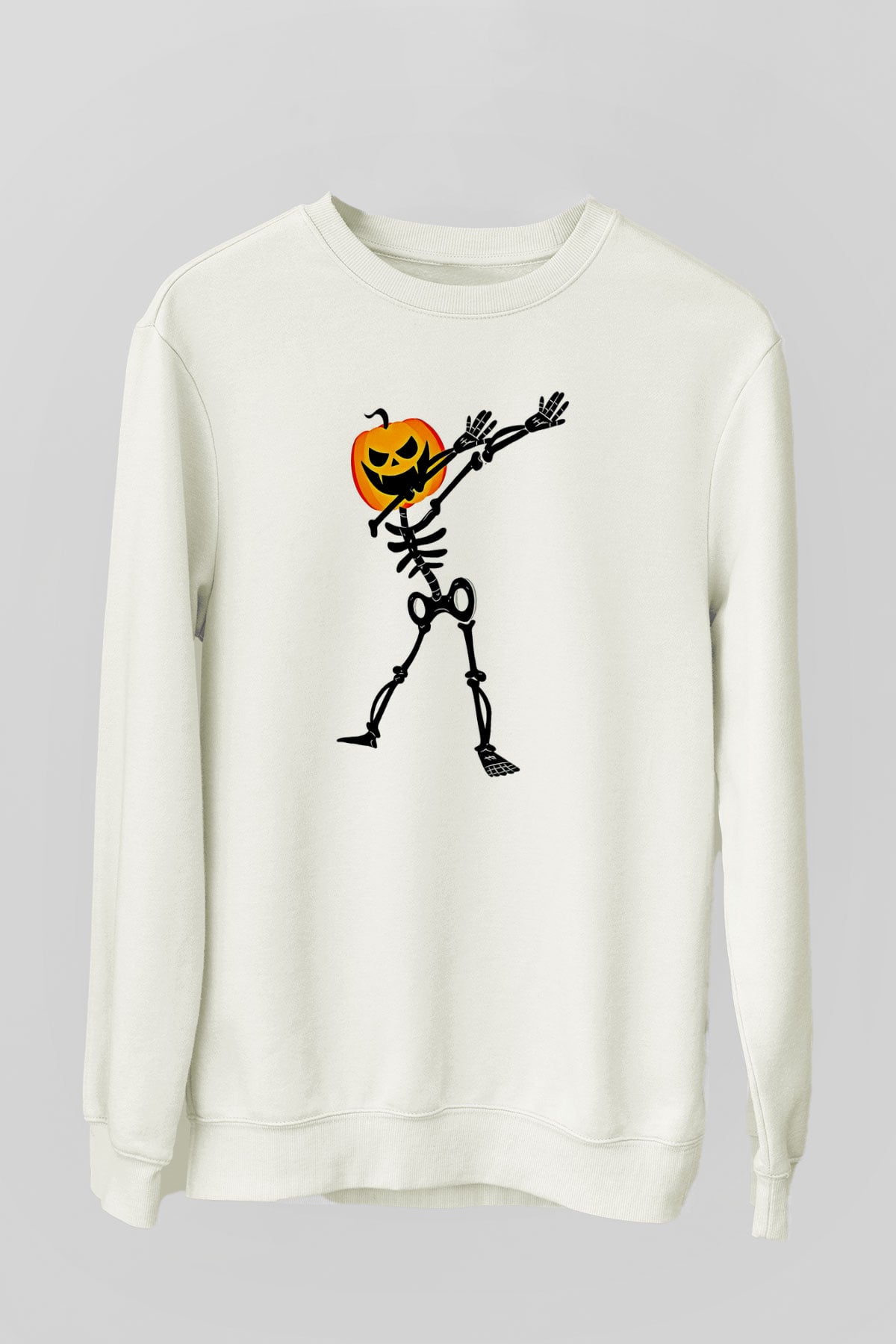 Halloween Baskılı Beyaz Unisex Sweatshirt