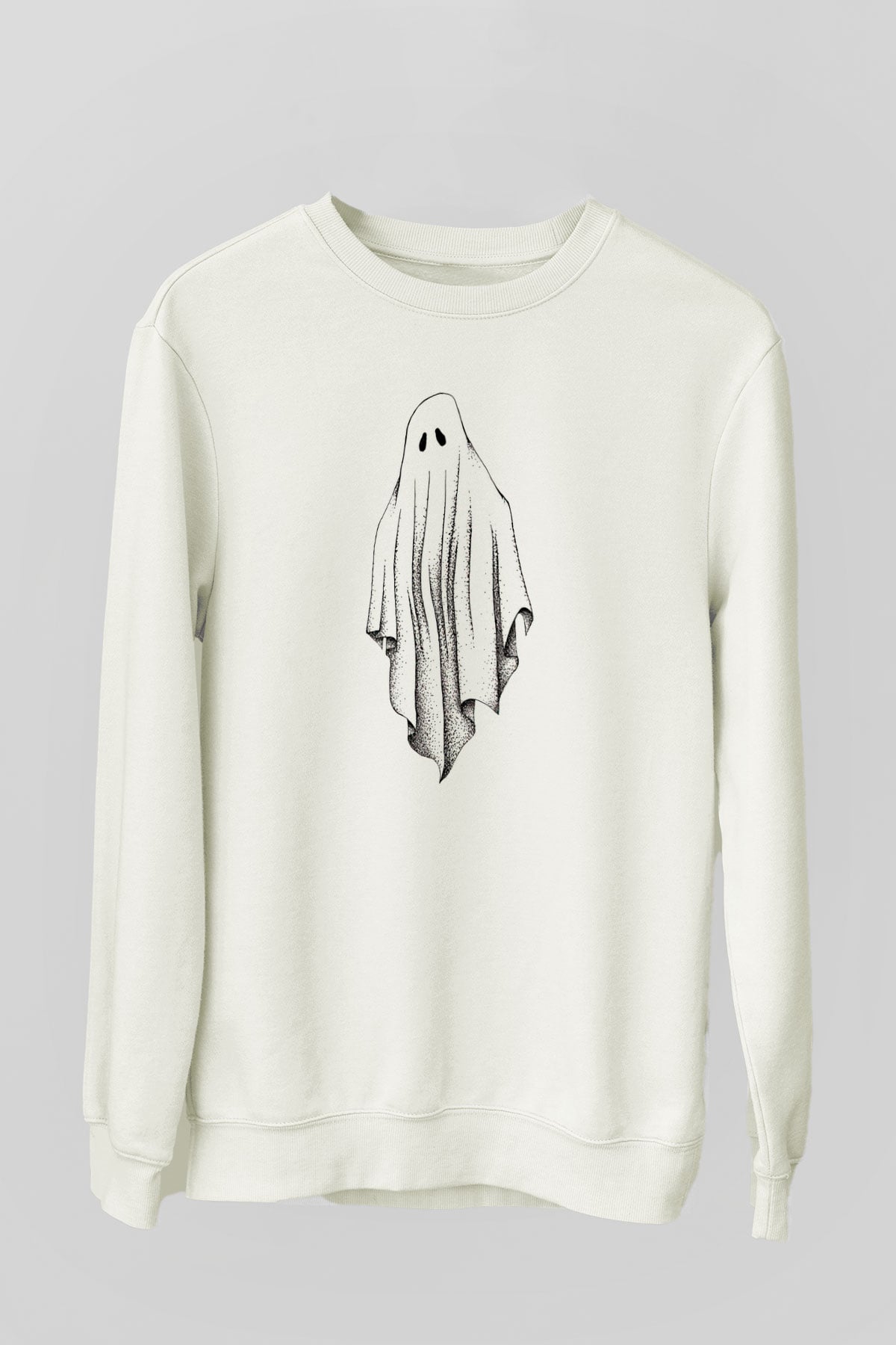Halloween Baskılı Beyaz Unisex Sweatshirt