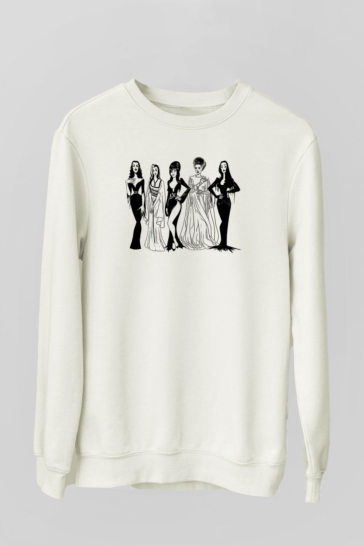 Halloween Baskılı Beyaz Unisex Sweatshirt